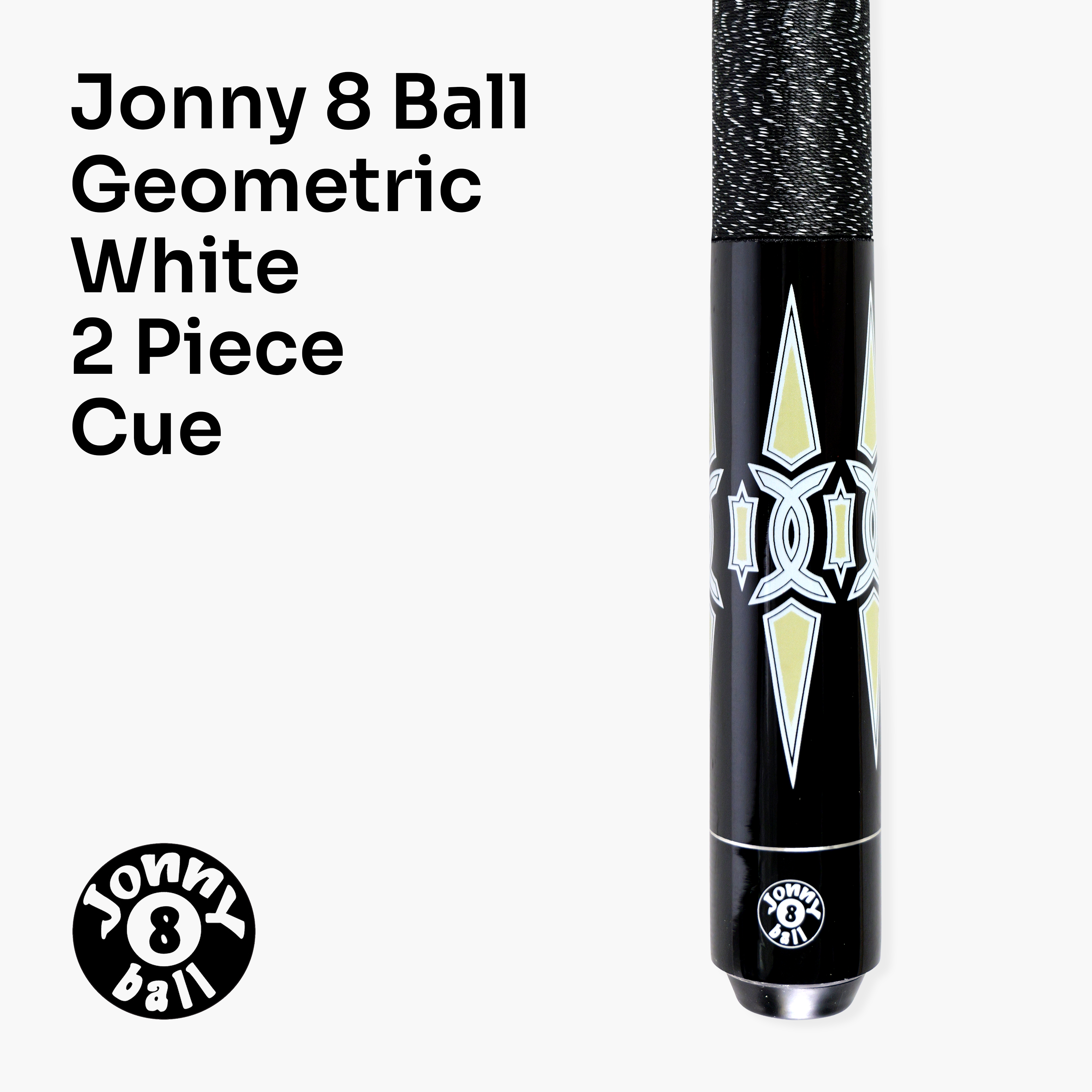 Jonny 8 Ball Geometric 57 Inch 2 Piece Snooker Pool Cue 10mm Tip Cue + Case