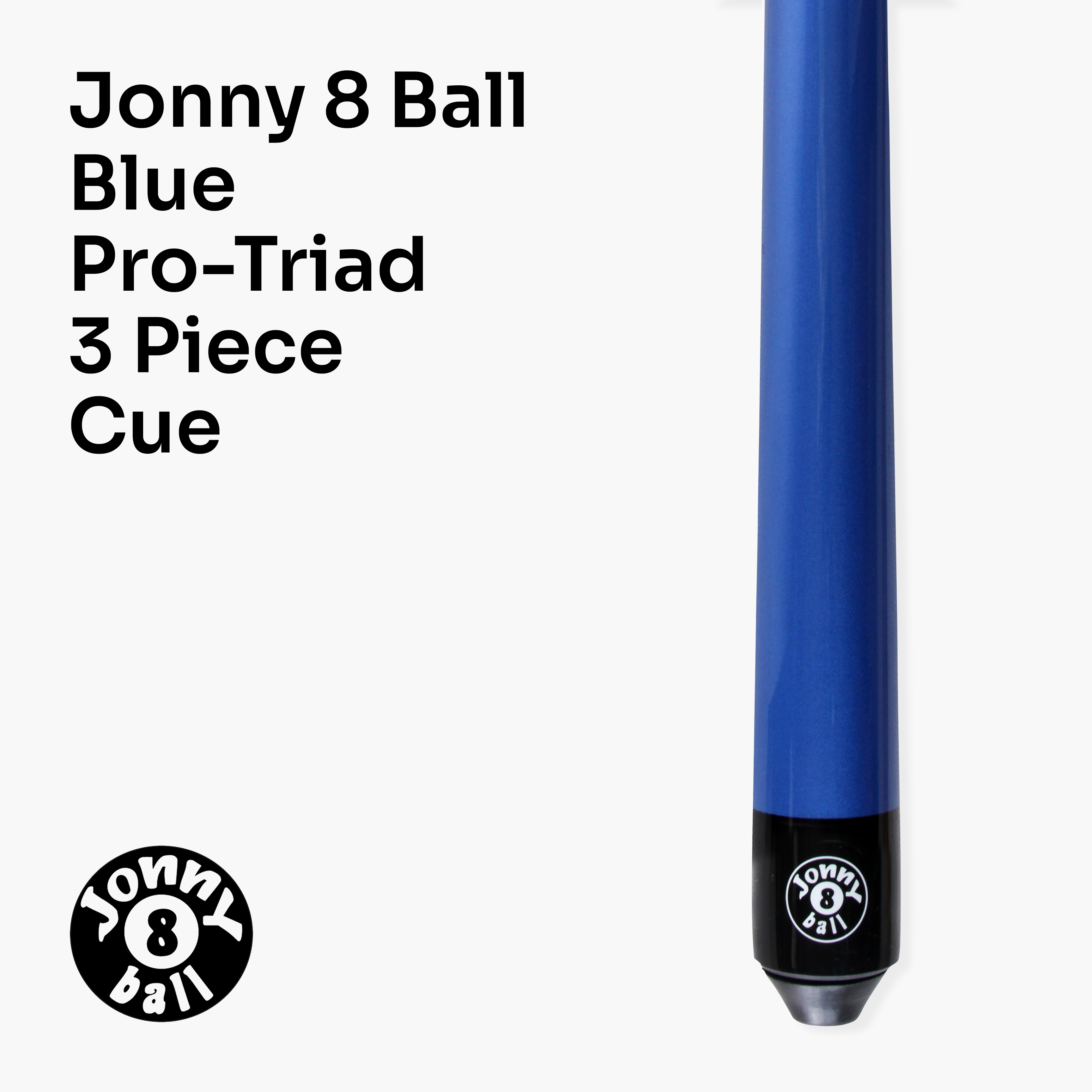 Jonny 8 Ball Blue Pro-Triad 48-inch 3-piece pool cue Cue + Case