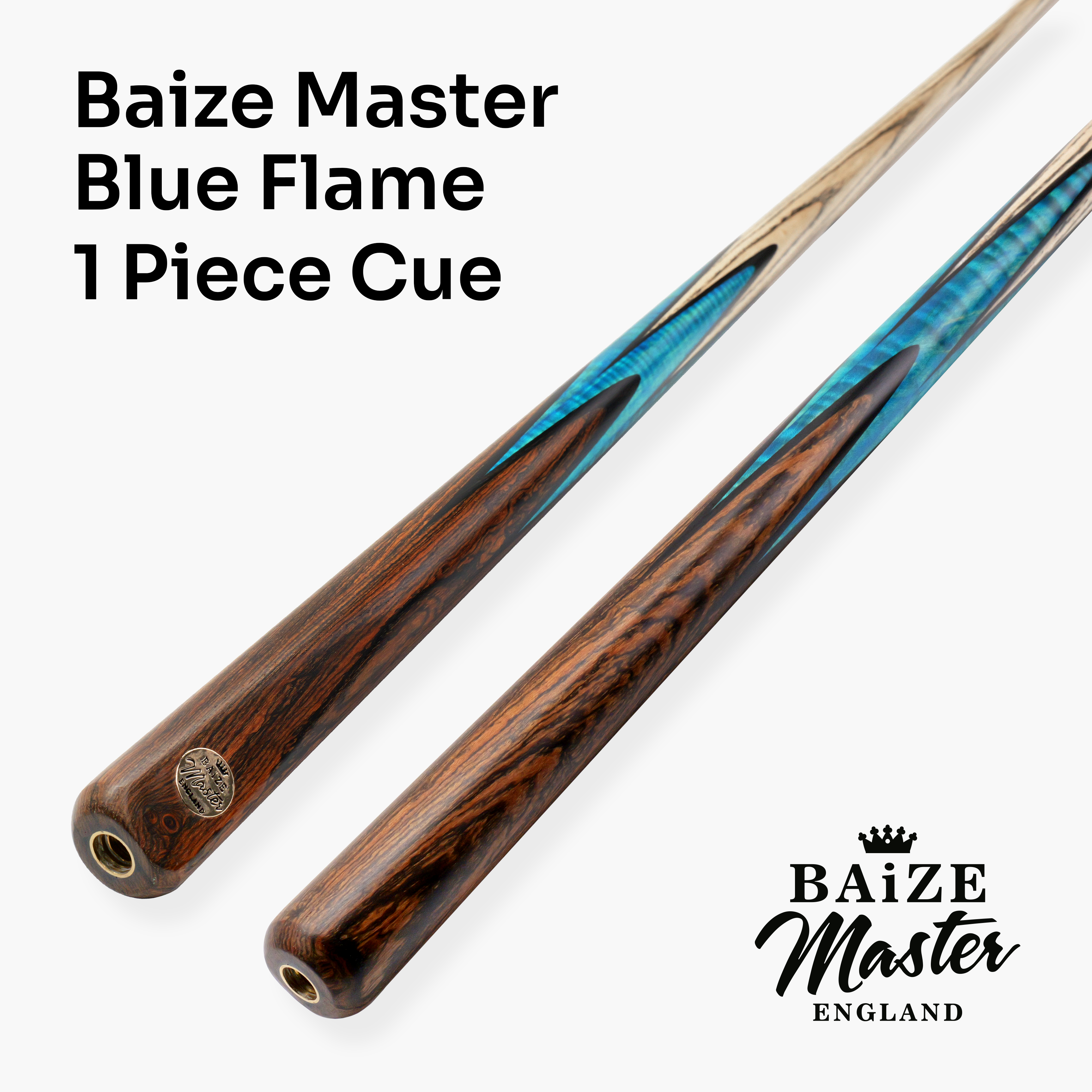 Baize Master Platinum Blue Flame 57-inch pool cue - 8.5mm tip Cue + Case