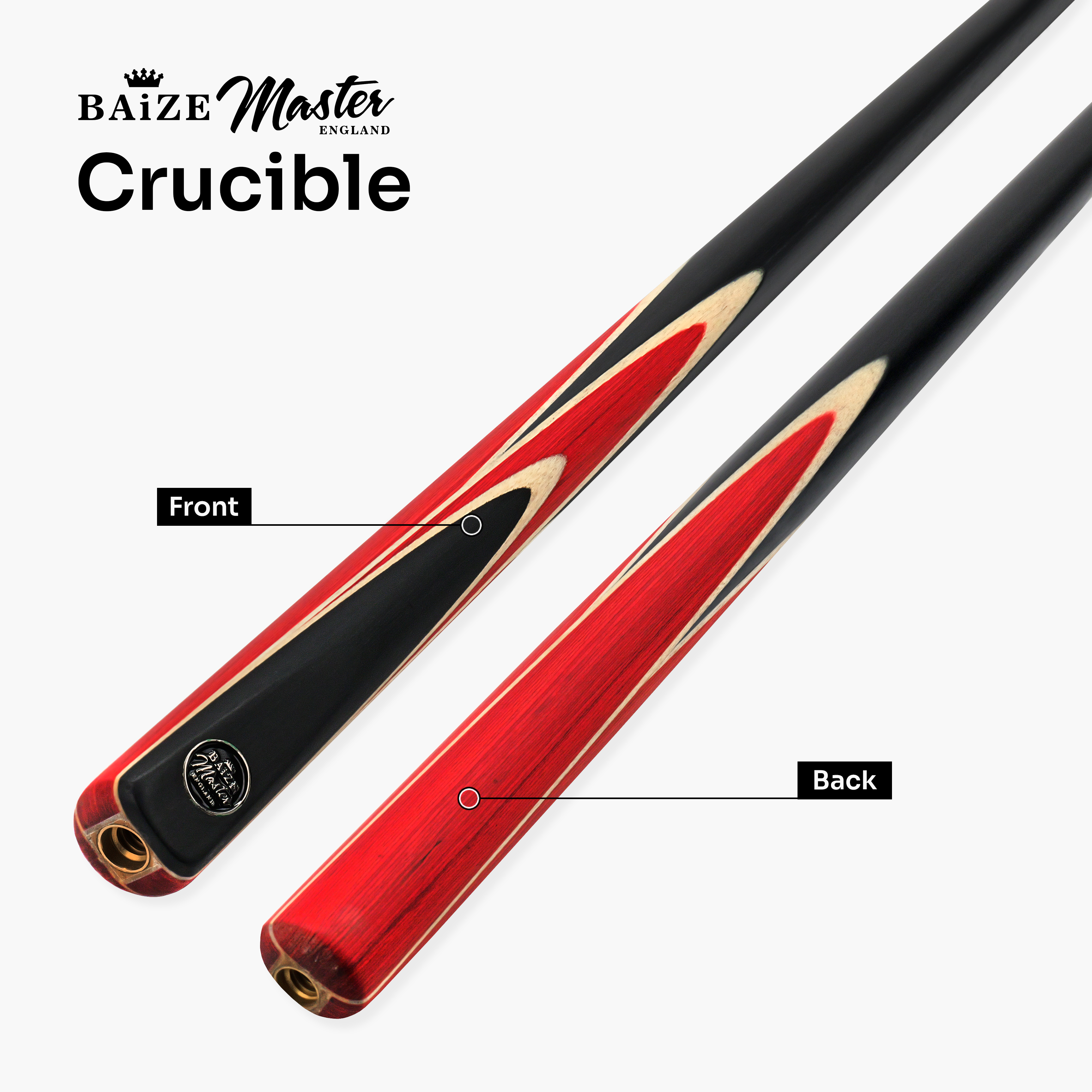 Baize Master Crucible 57-inch 2-piece cue - 9.5mm tip Cue + Case
