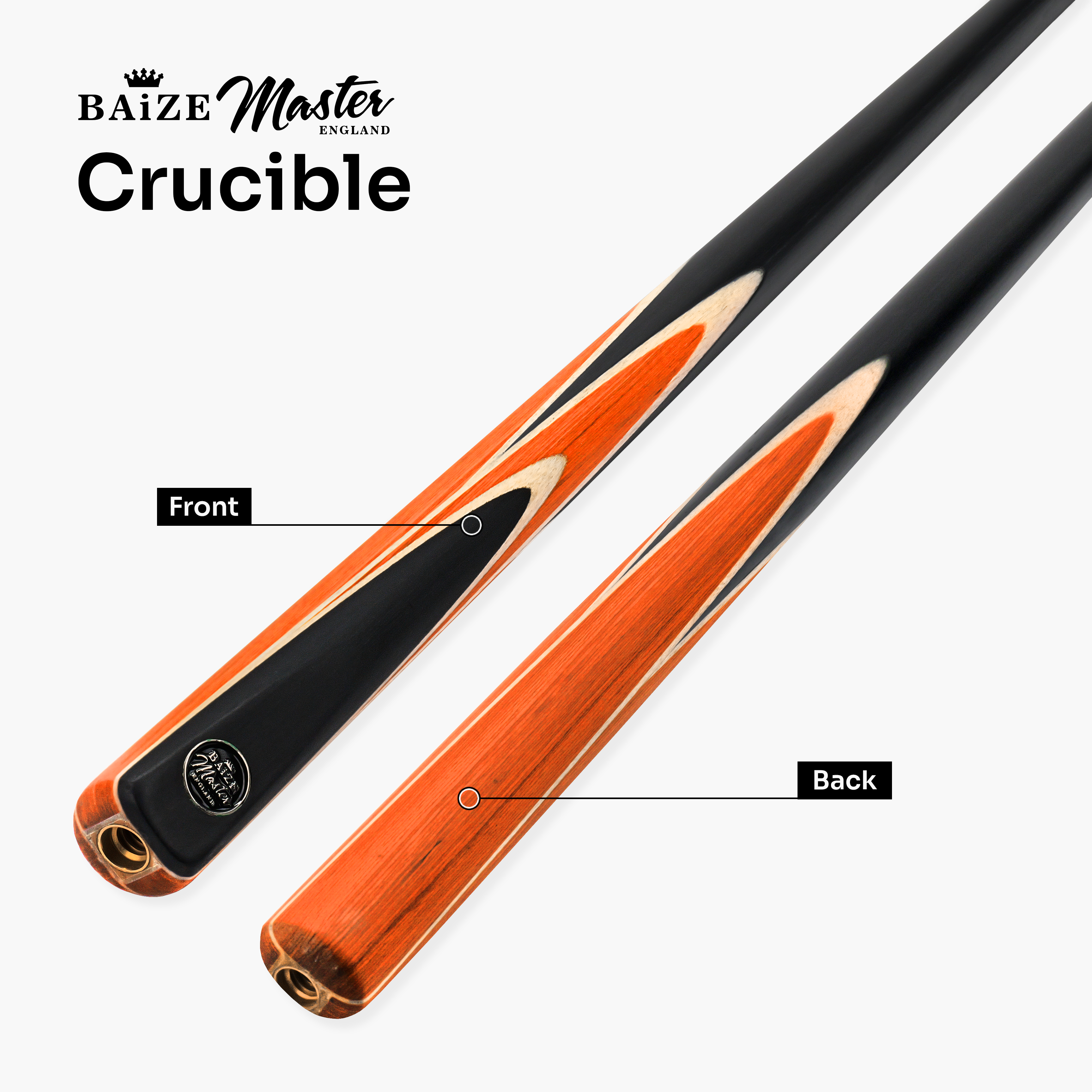 Baize Master Crucible cue and case set - 9.5mm tip Cue + Case