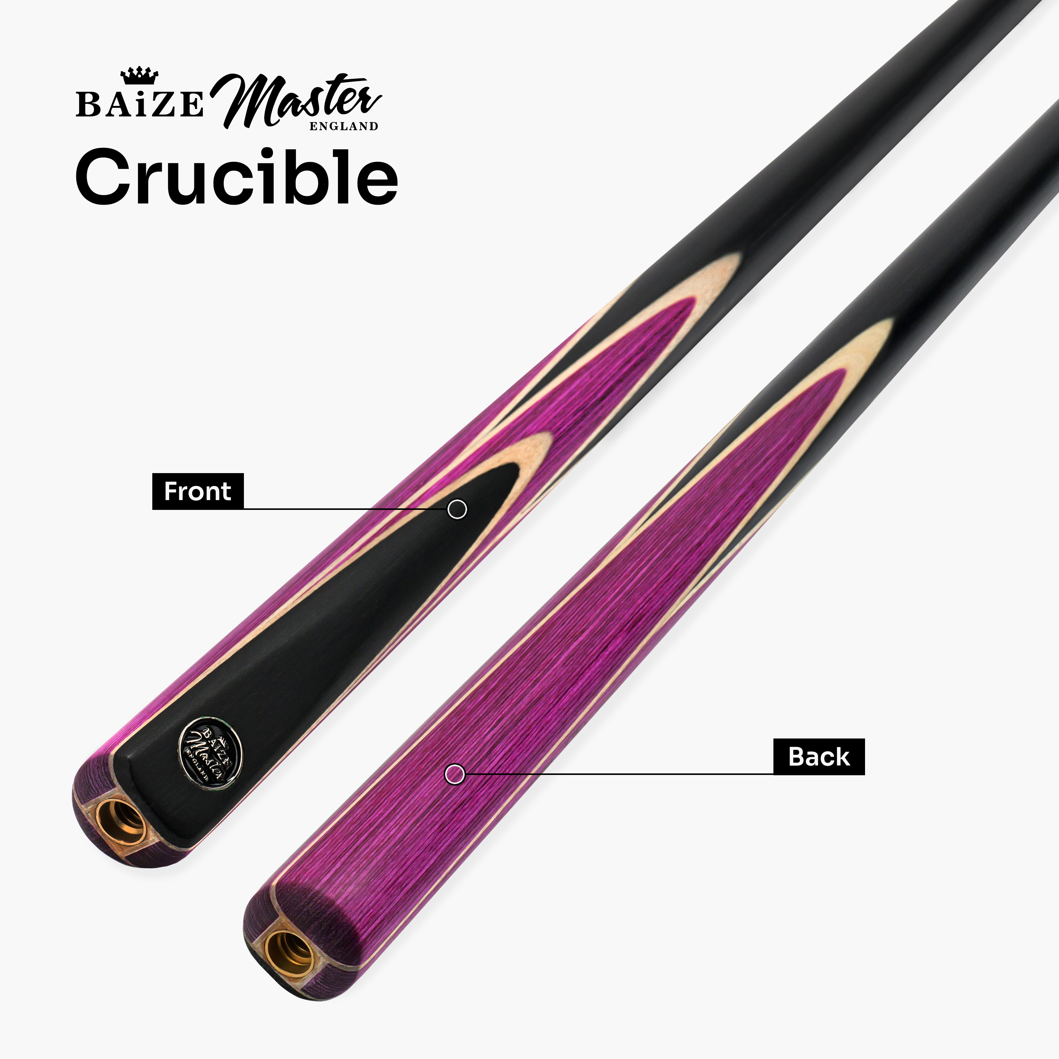 Baize Master Crucible 57-inch 2-piece cue - 9.5mm tip Cue + Case