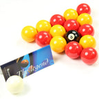 Aramith Premier red and yellow 2-inch pool balls Cue + Case
