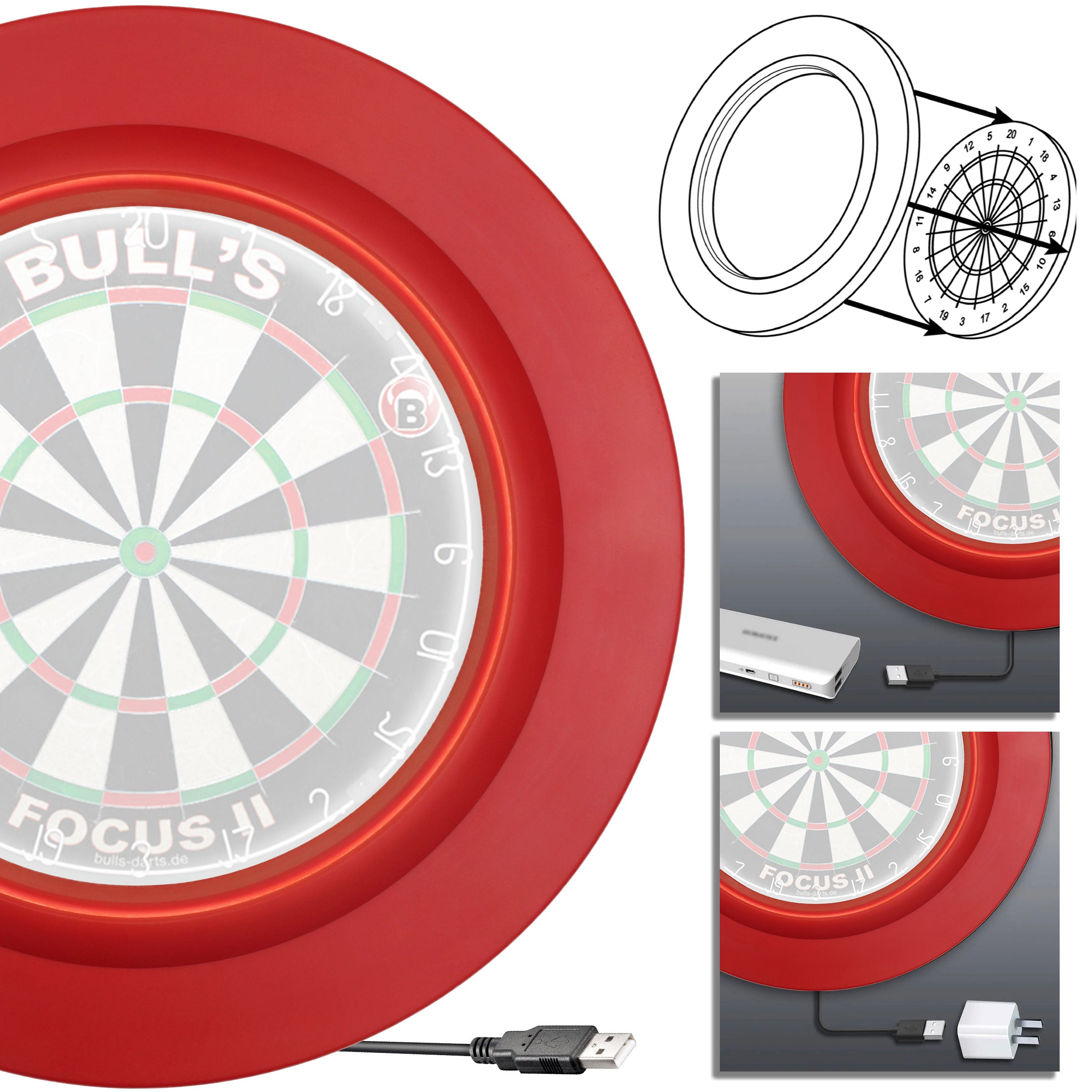 Bull's Lightning LED PU Surround GW Darts