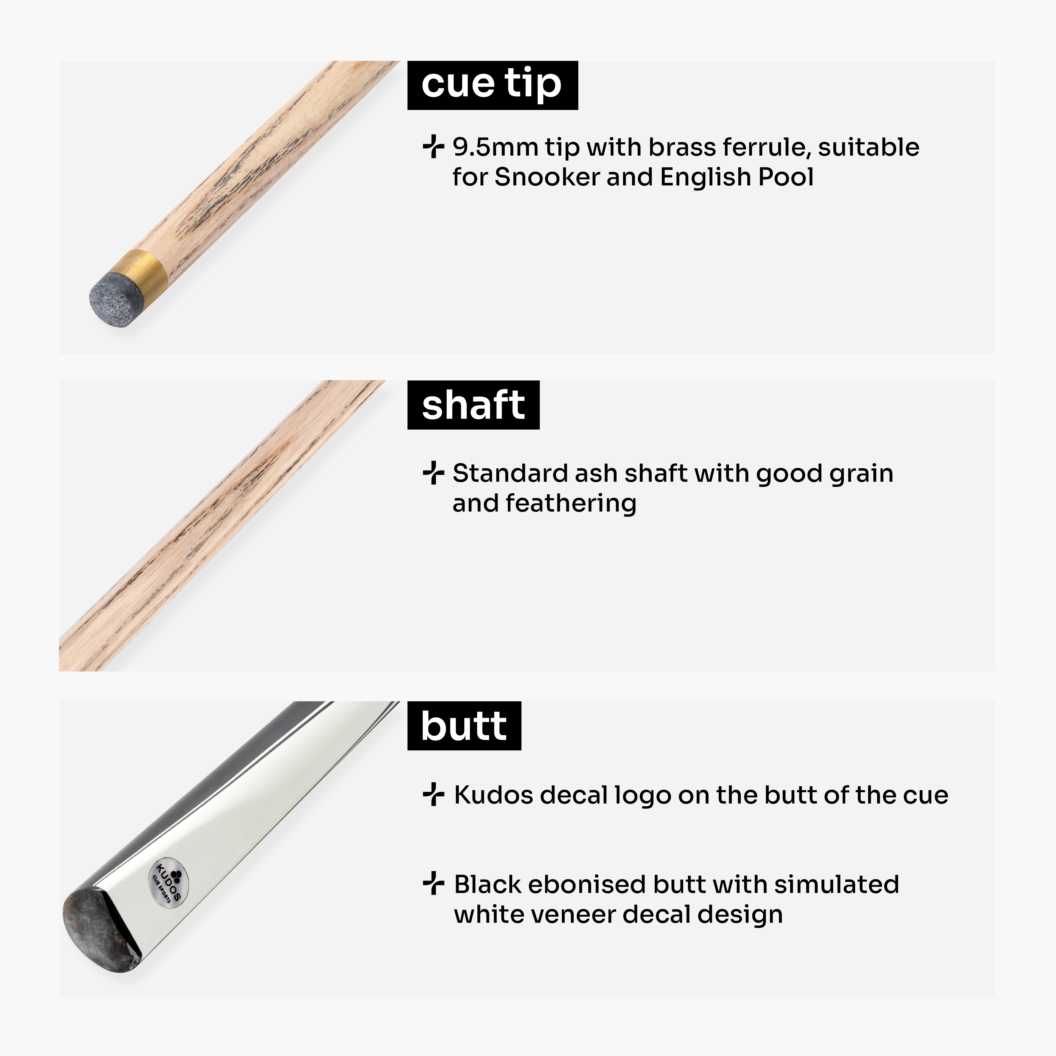Kudos Classic 57-inch heavy weight 2-piece cue Cue + Case