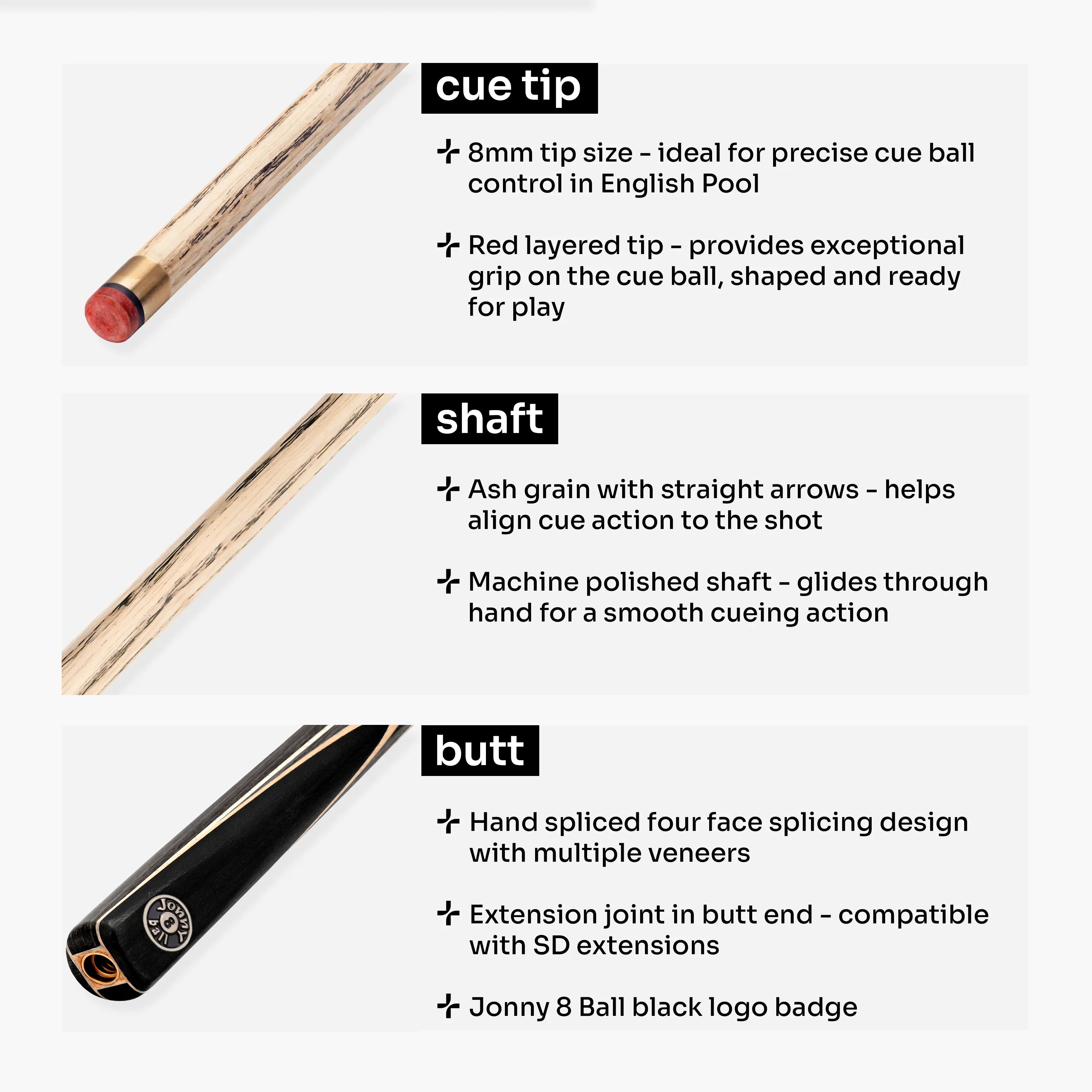 Jonny 8 Ball Sniper 57-inch 2-piece pool cue Cue + Case