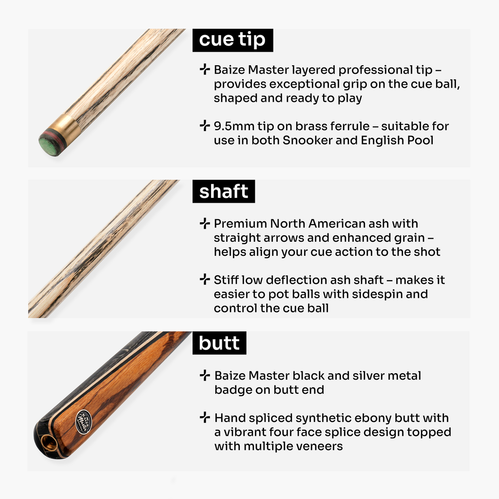 Baize Master Blackline Elite 2-piece snooker cue Cue + Case