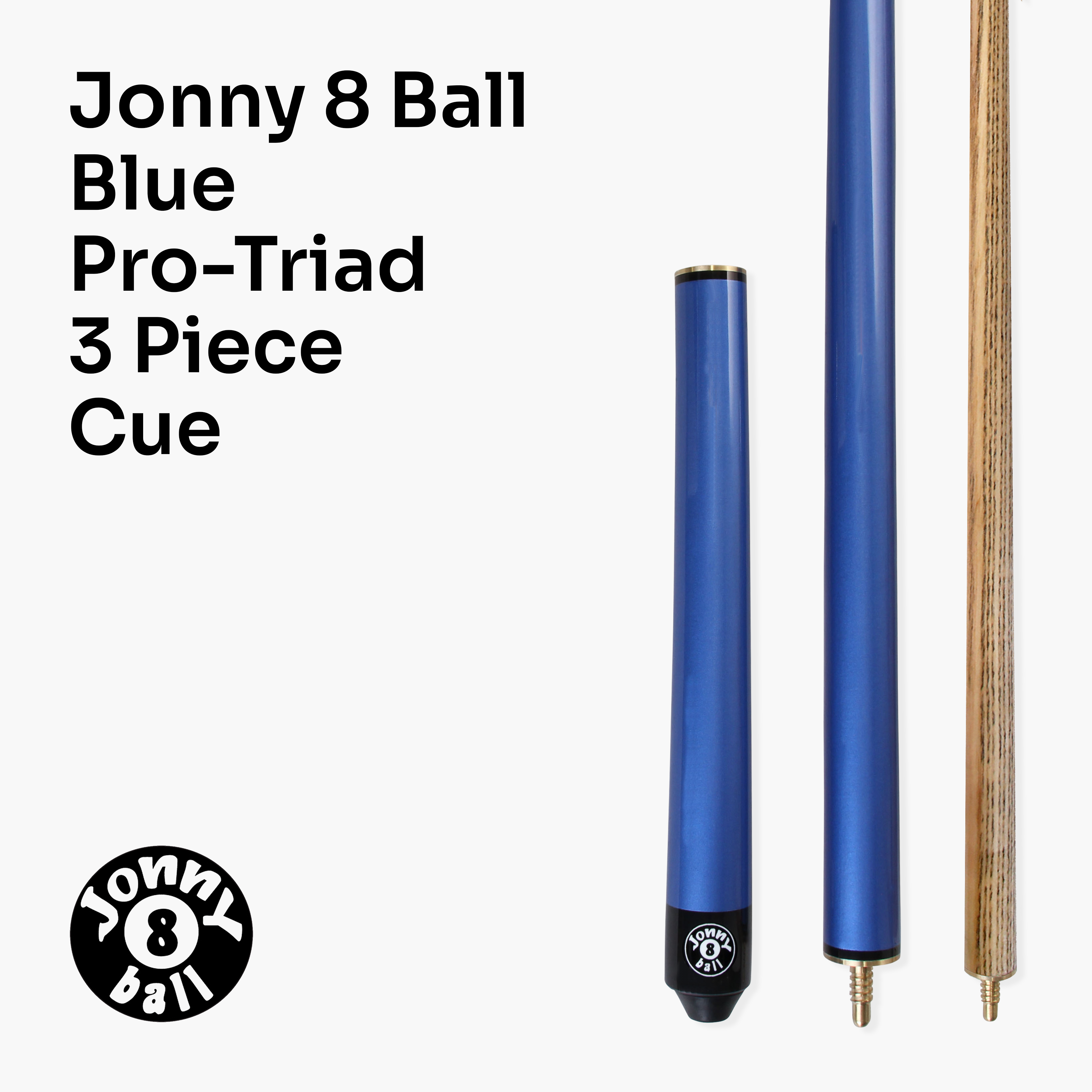 Jonny 8 Ball Blue Pro-Triad 48-inch 3-piece pool cue Cue + Case