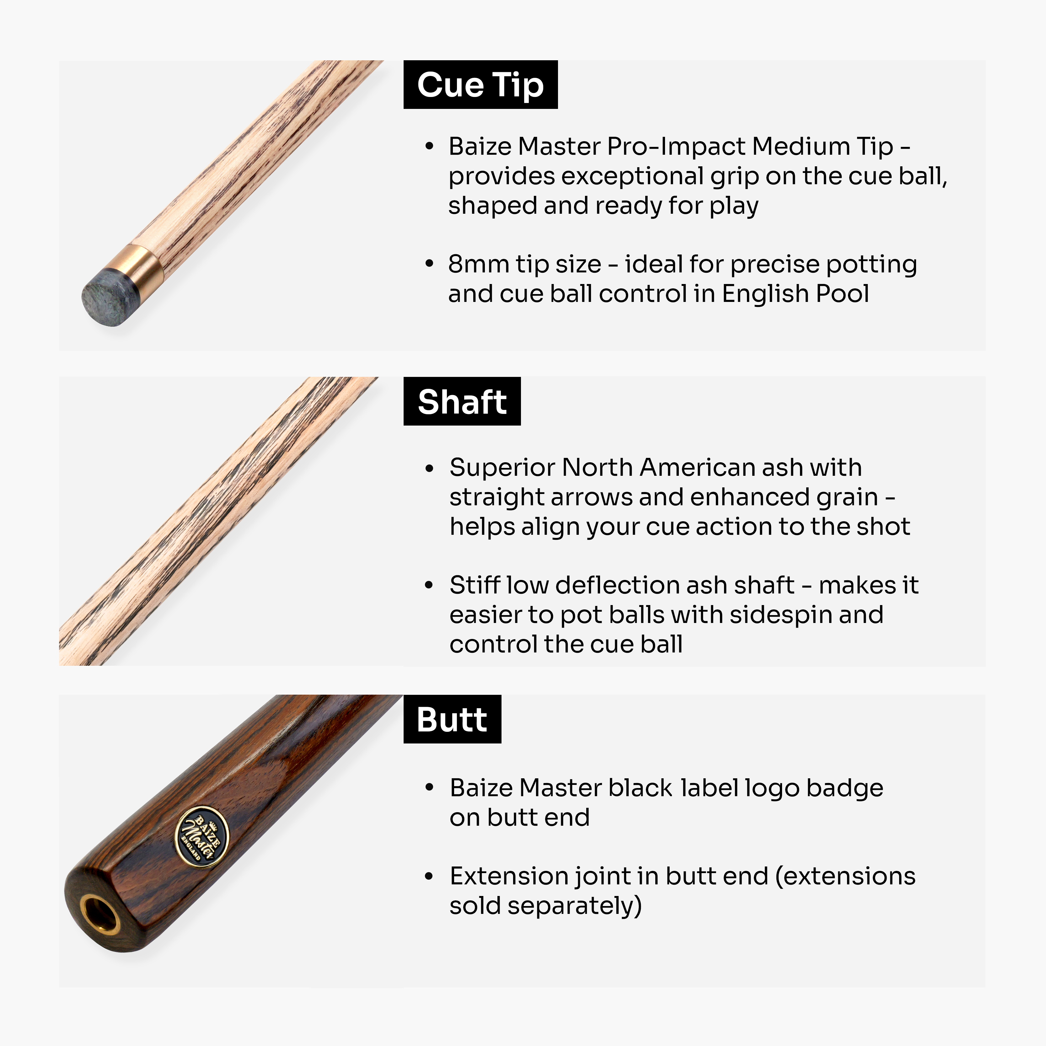 Baize Master Platinum Exotic Heirloom pool cue - 8mm tip Cue + Case