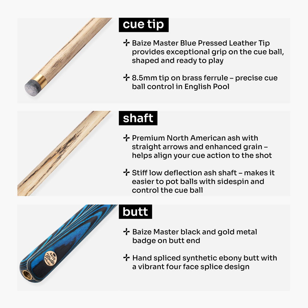 Baize Master Azure Marksman 3/4 pool cue Cue + Case
