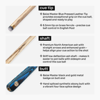 Baize Master Azure Marksman 3/4 pool cue Cue + Case