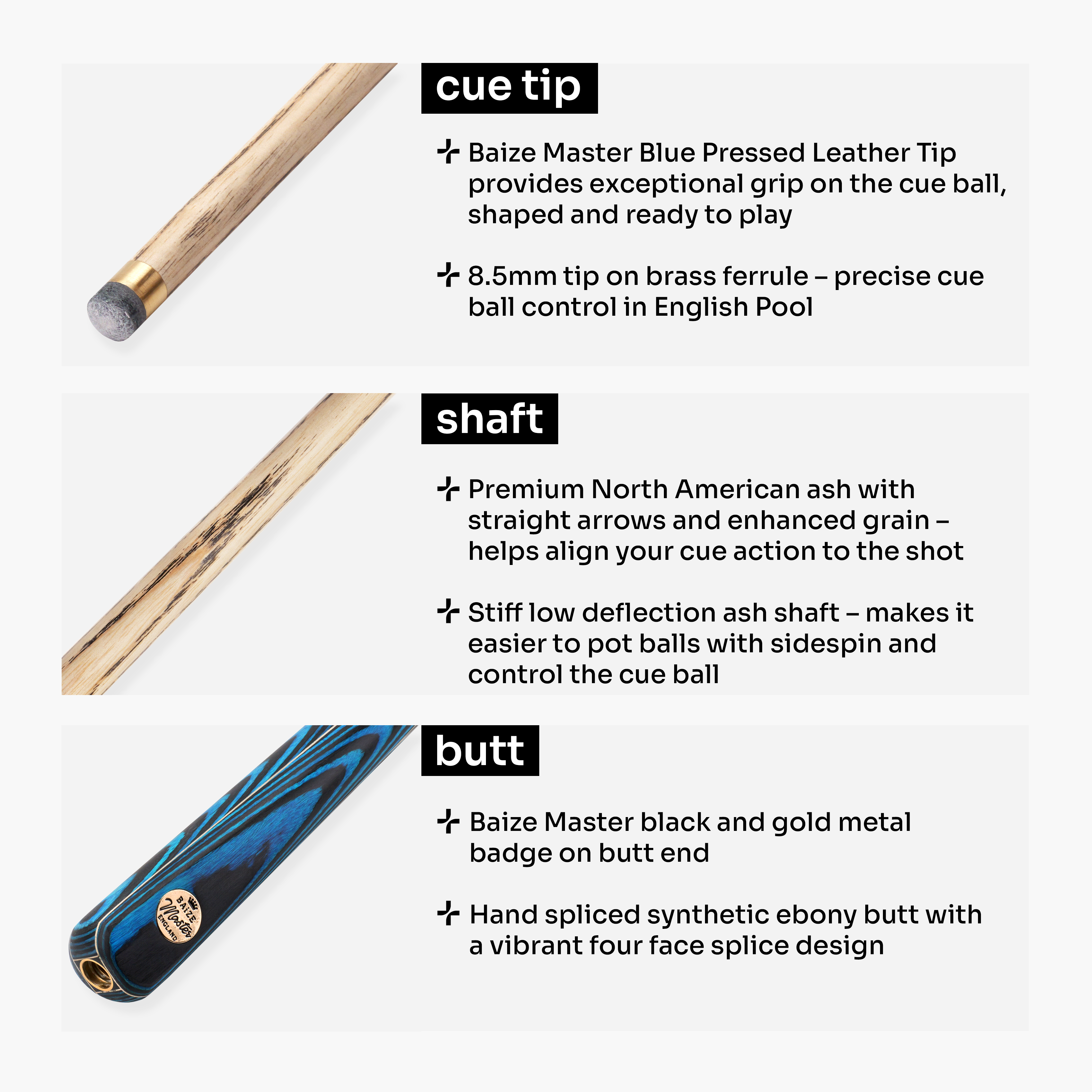 Baize Master Azure Marksman 3/4 pool cue Cue + Case