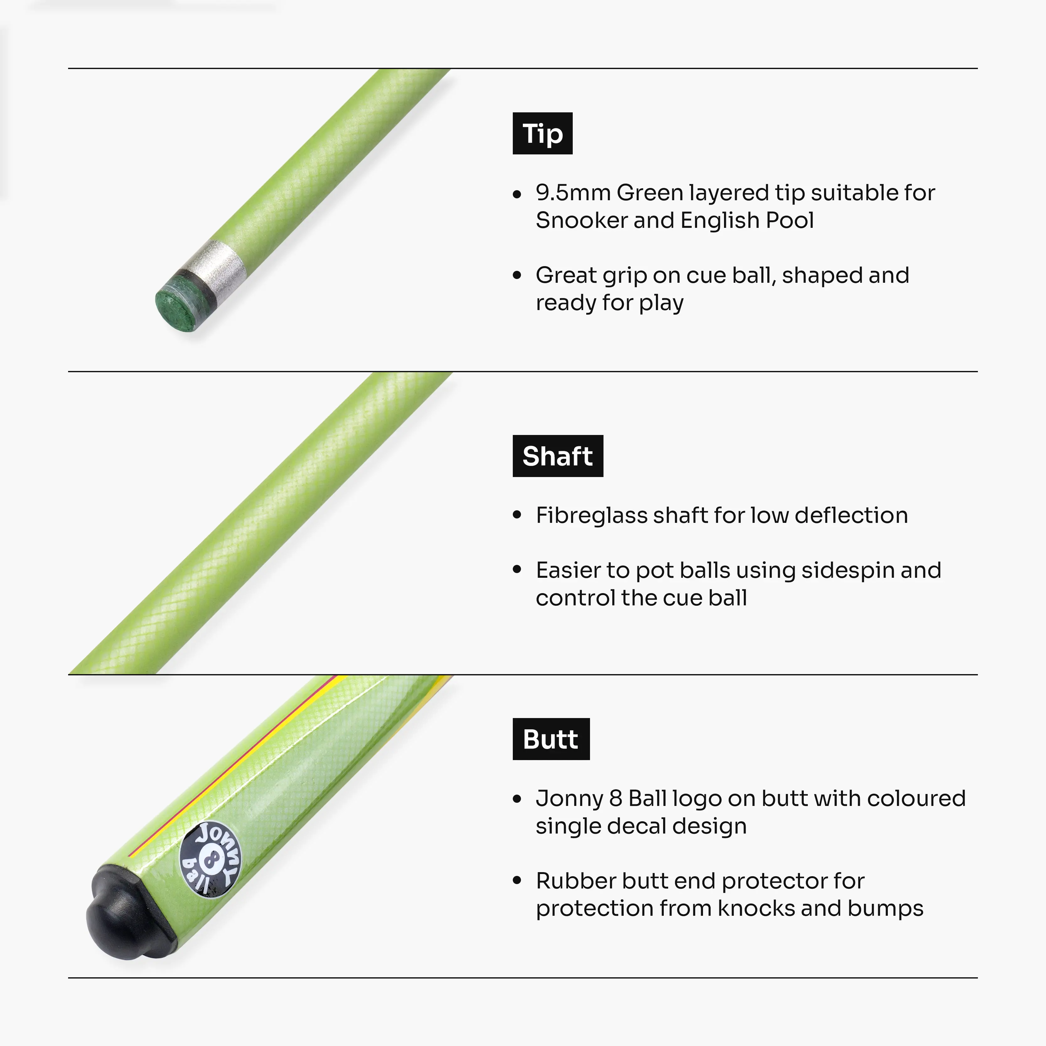 Jonny 8 Ball Inferno 2-piece graphite cue Cue + Case