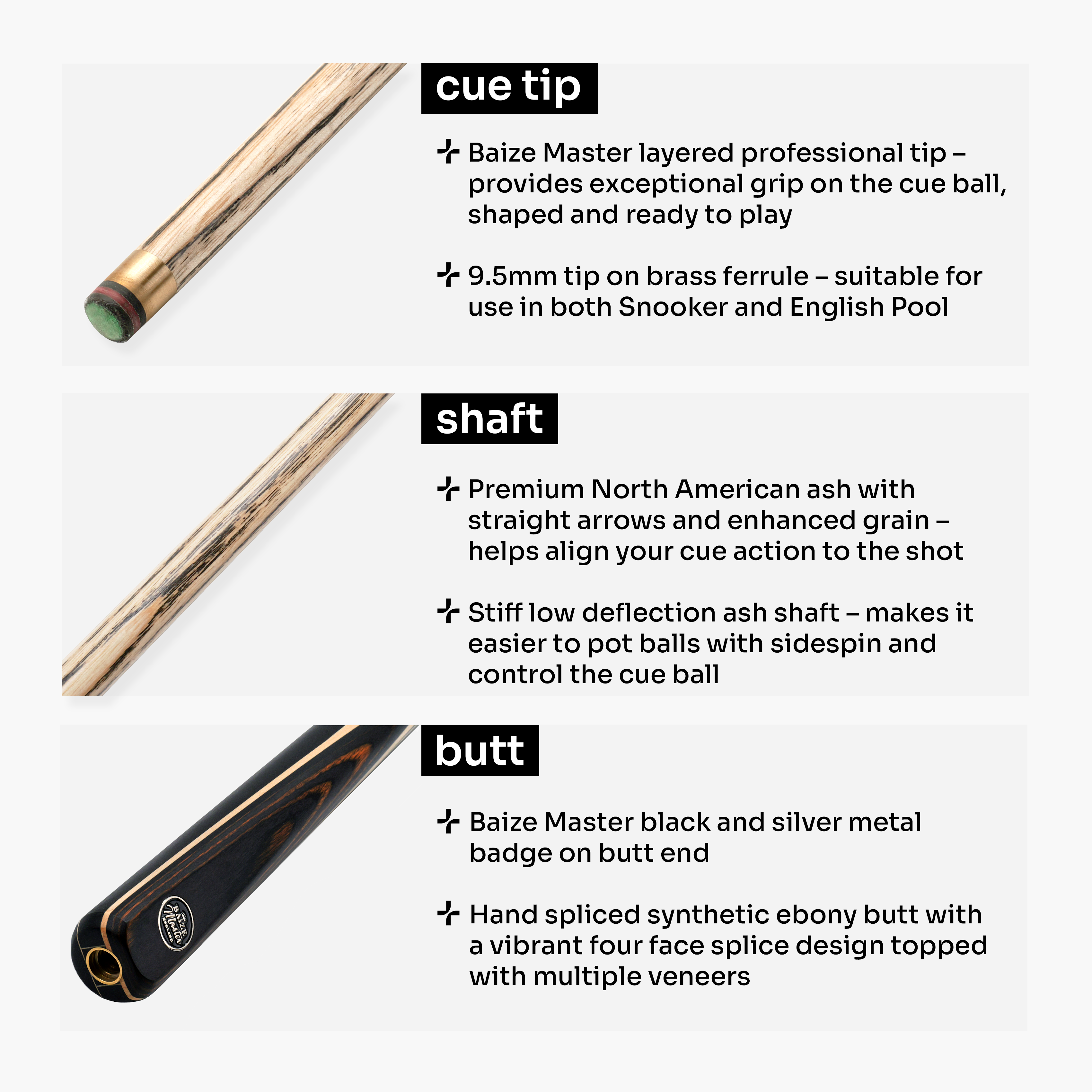 Baize Master Blackline Elite 2-piece snooker cue Cue + Case