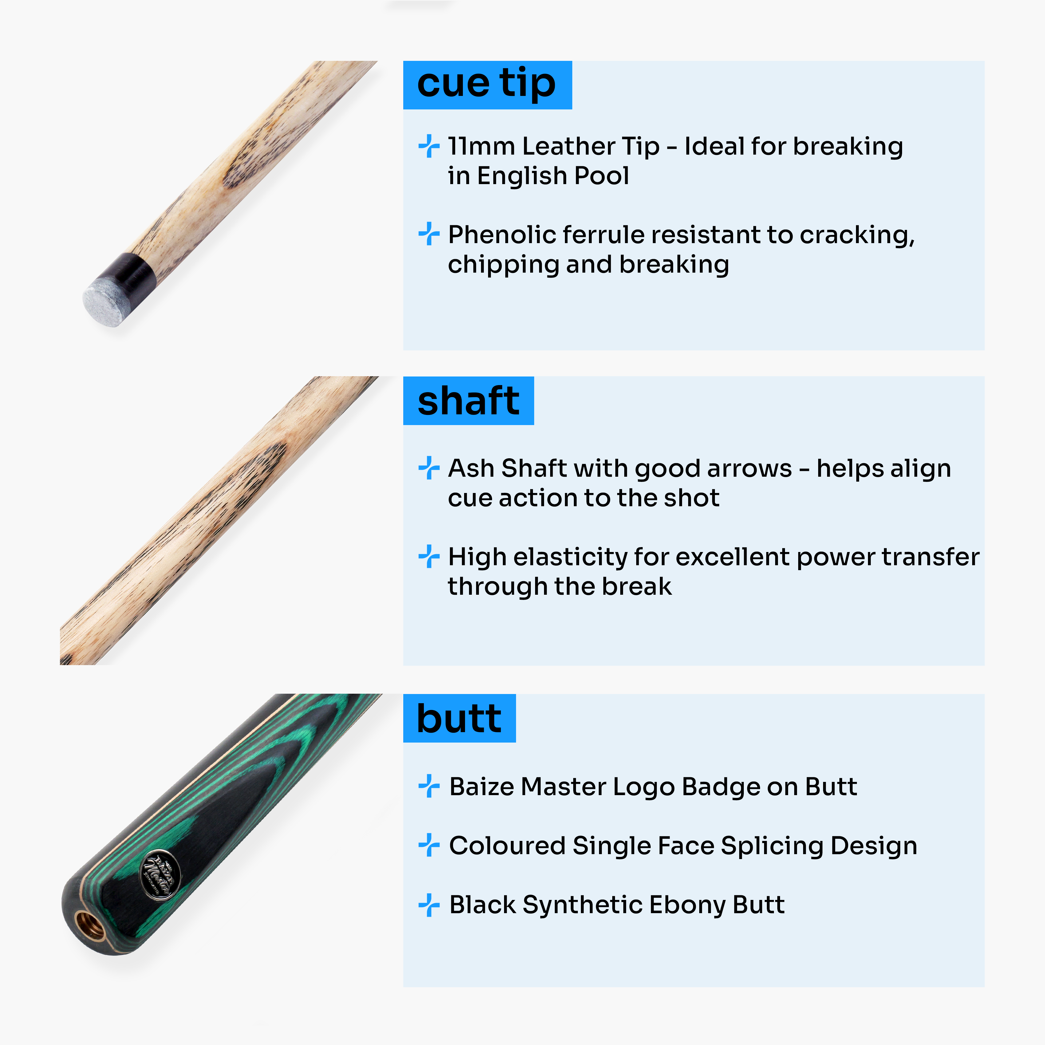Baize Master Green Crusher 57-inch pool break cue Cue + Case