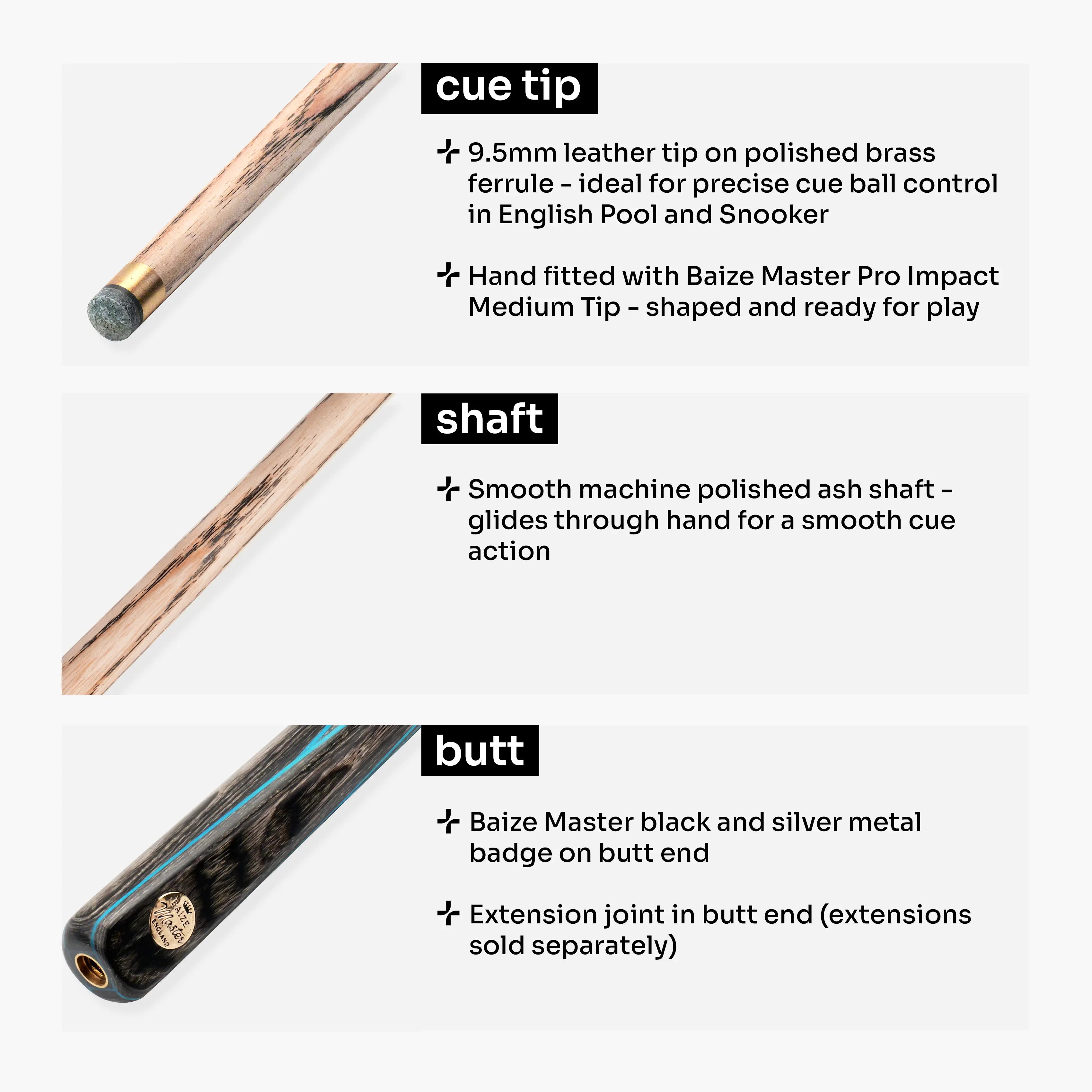 Baize Master Emperor 58-inch 3/4 cue Cue + Case