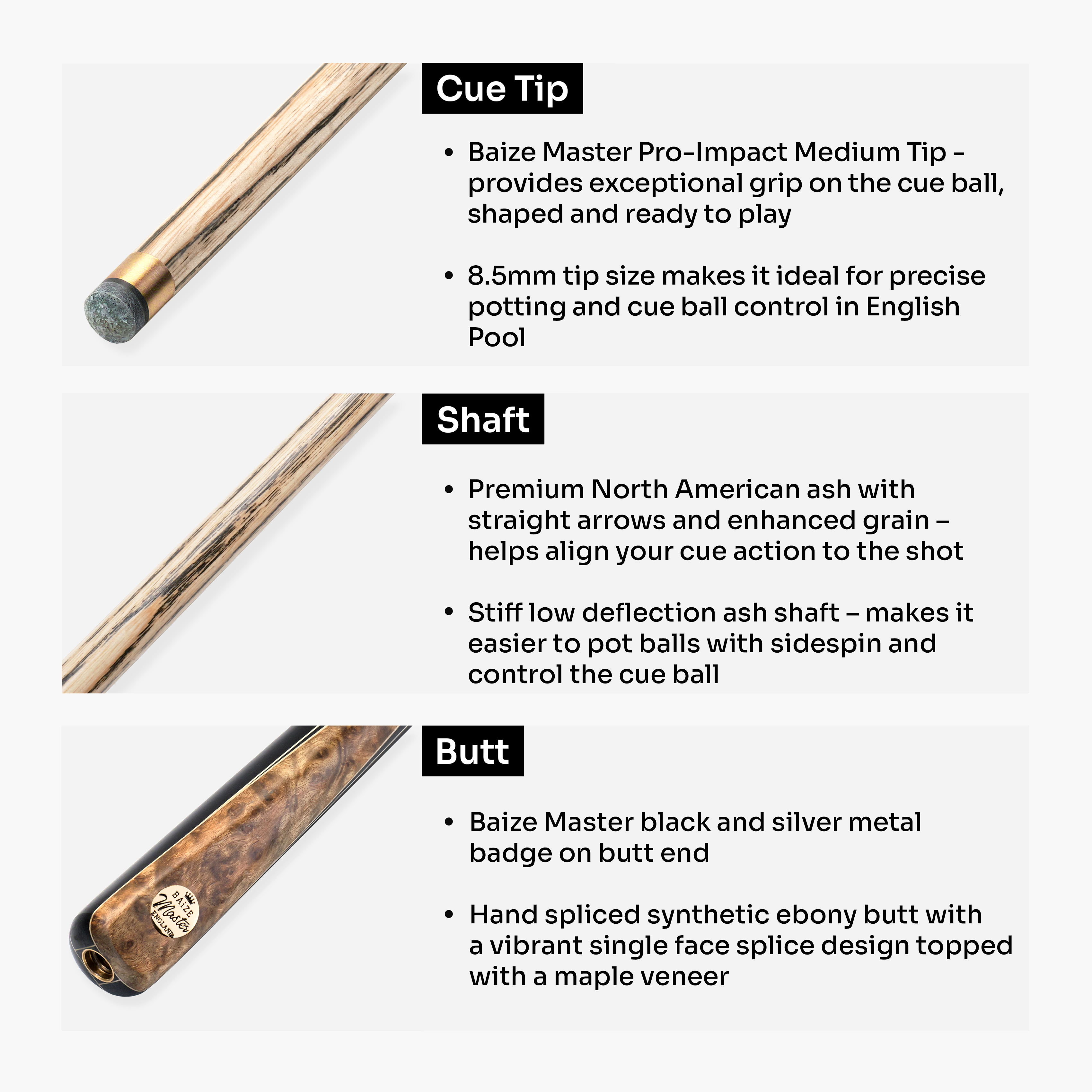 Baize Master Marble Marksman cue and case set Cue + Case