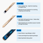 Baize Master Blue Crusher 3/4 pool break cue Cue + Case
