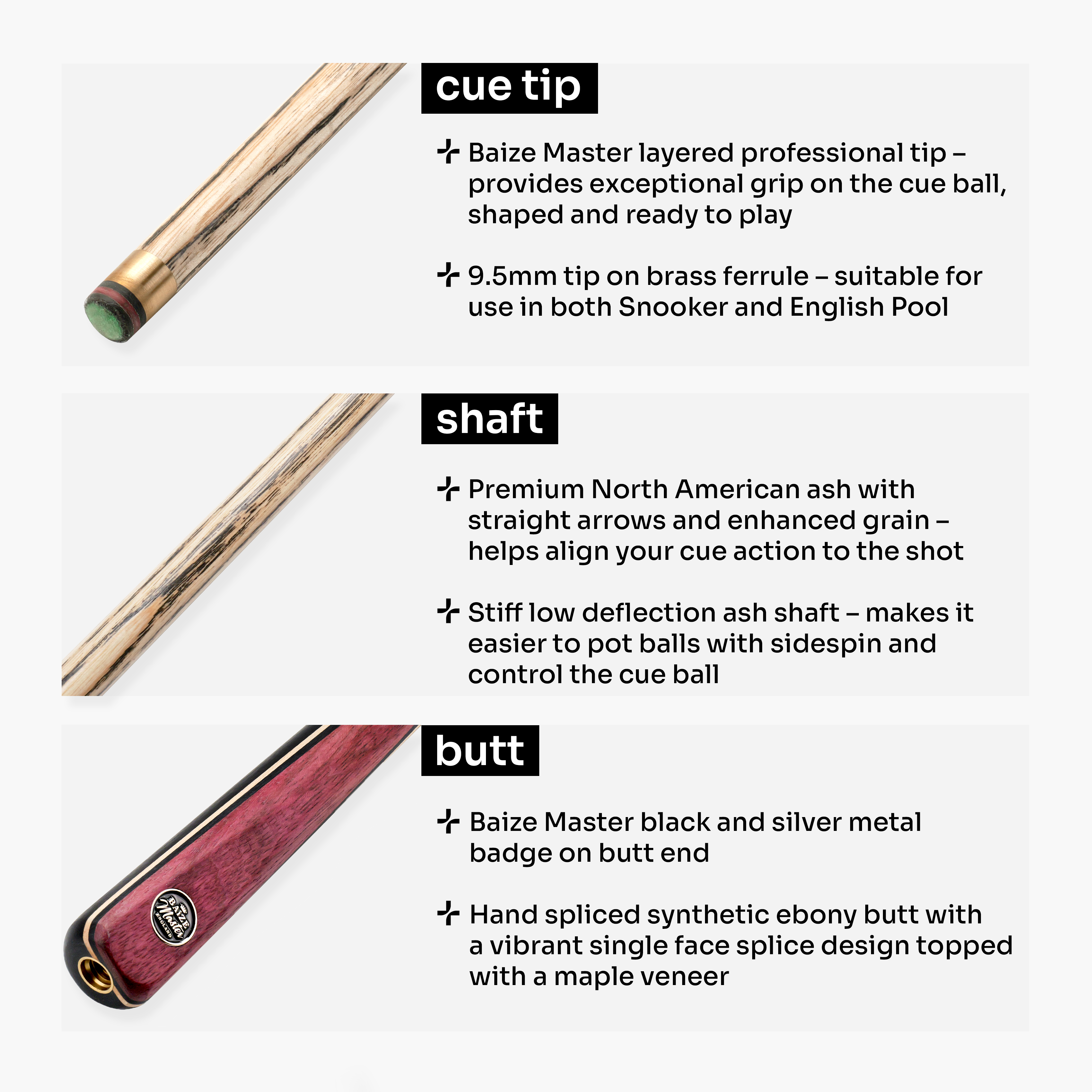 Baize Master Blackline Classic 2-piece snooker cue Cue + Case