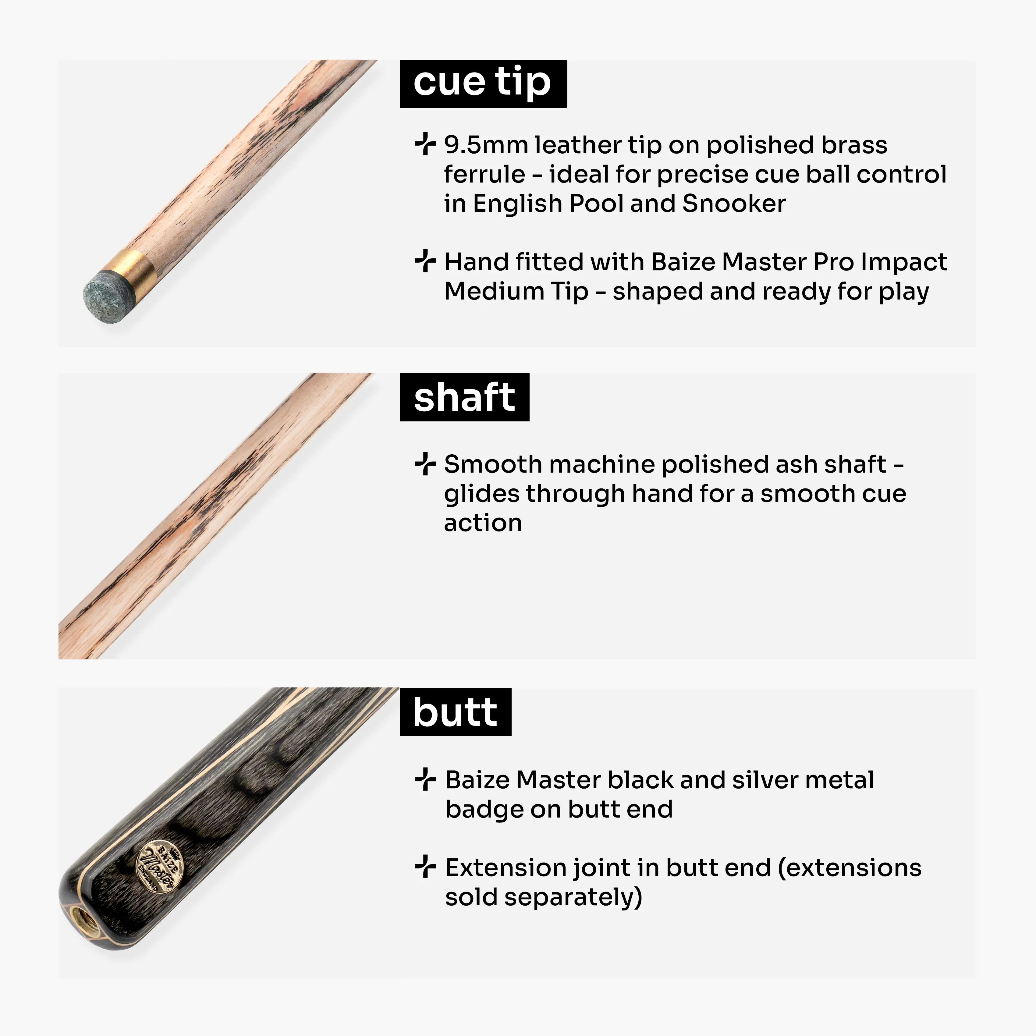 Baize Master Emperor 58-inch 3/4 cue Cue + Case