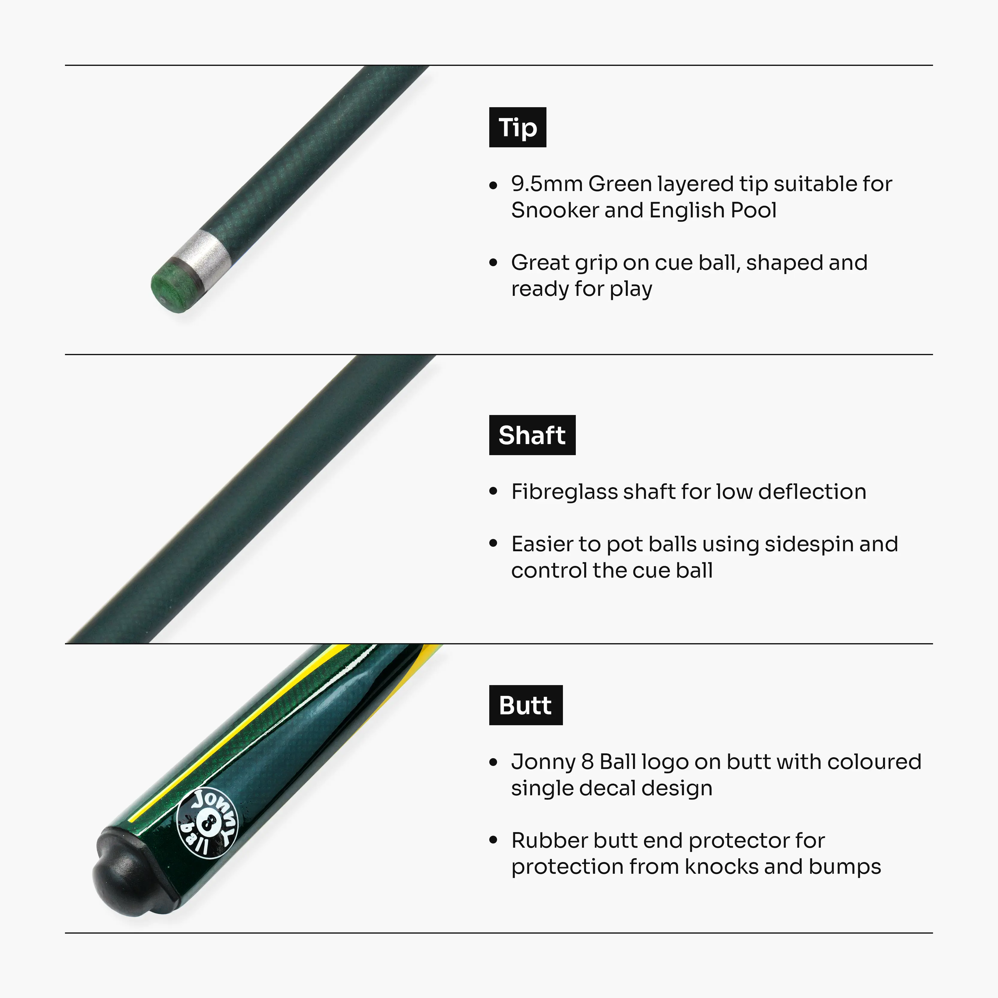 Jonny 8 Ball Inferno 2-piece graphite cue Cue + Case