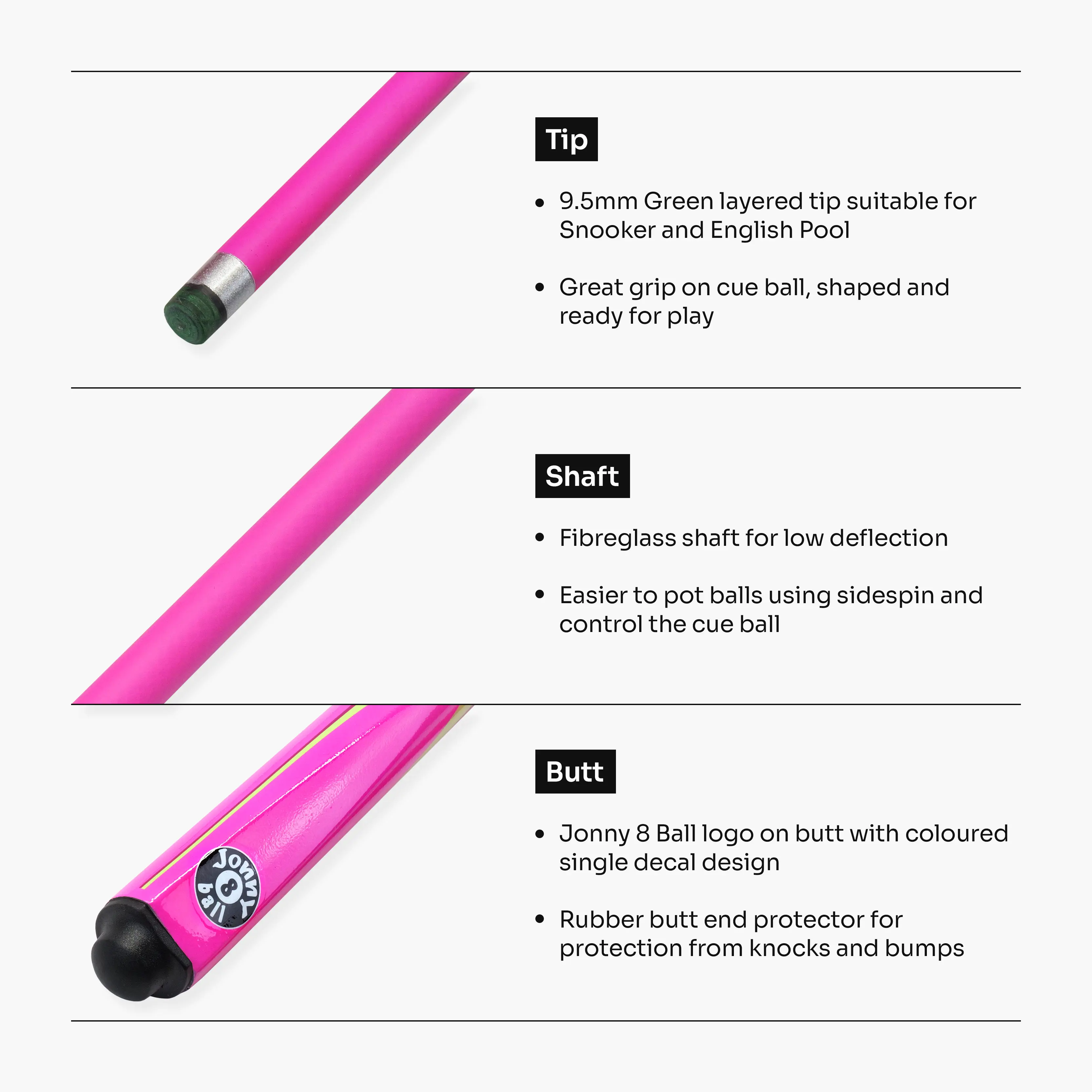 Jonny 8 Ball Inferno 2-piece graphite cue Cue + Case
