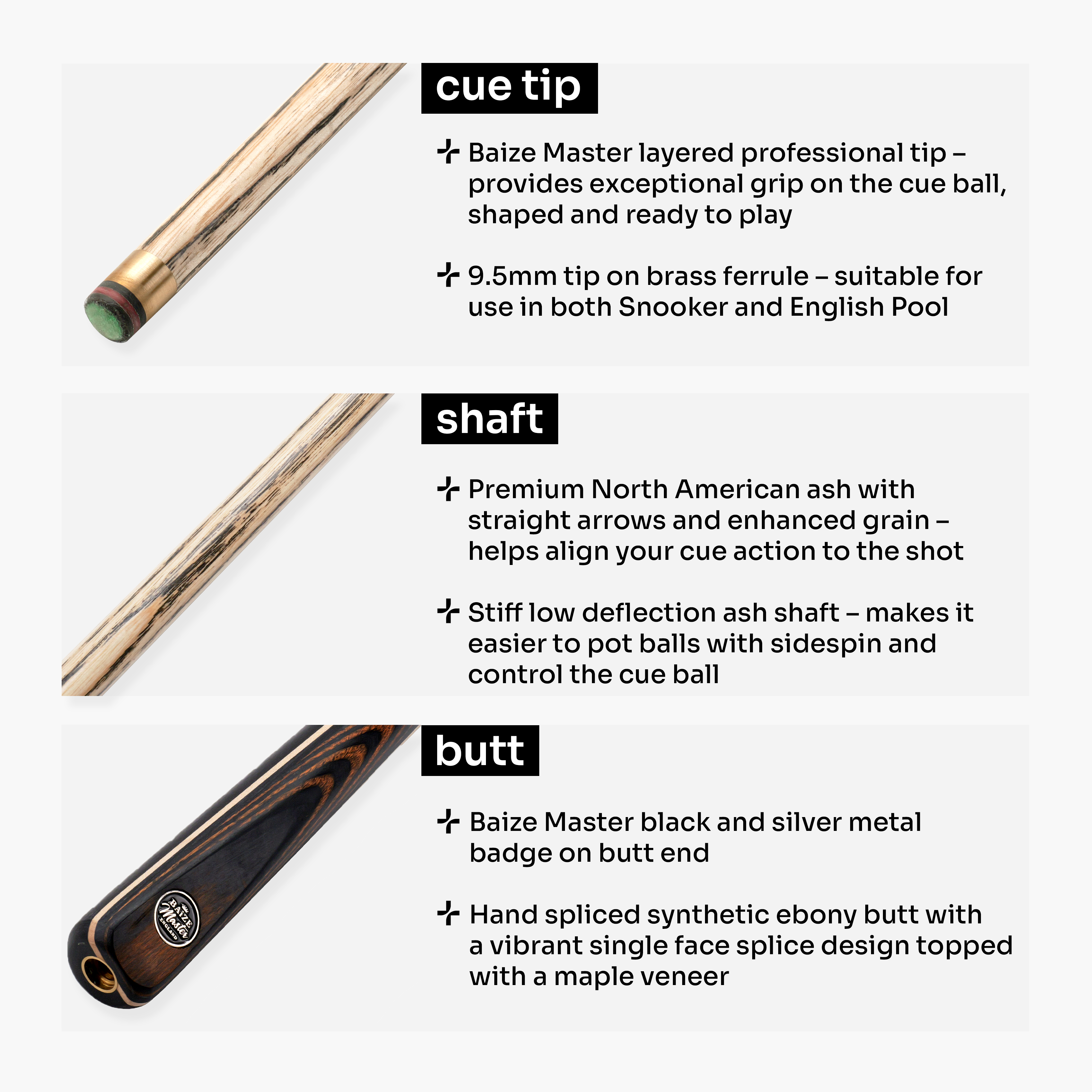 Baize Master Blackline Classic 2-piece snooker cue Cue + Case