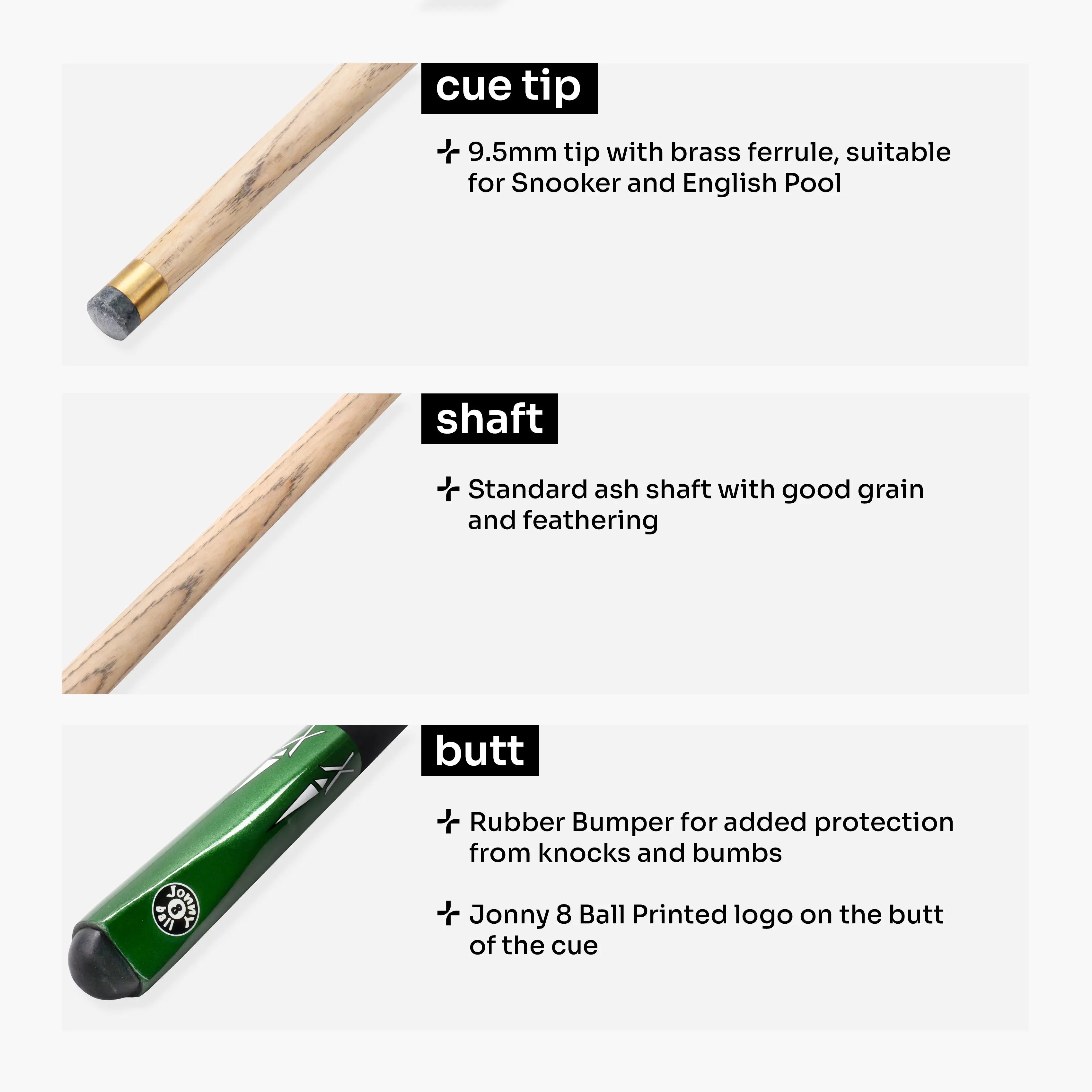Jonny 8 Ball Green Torpedo 48-inch junior cue Cue + Case