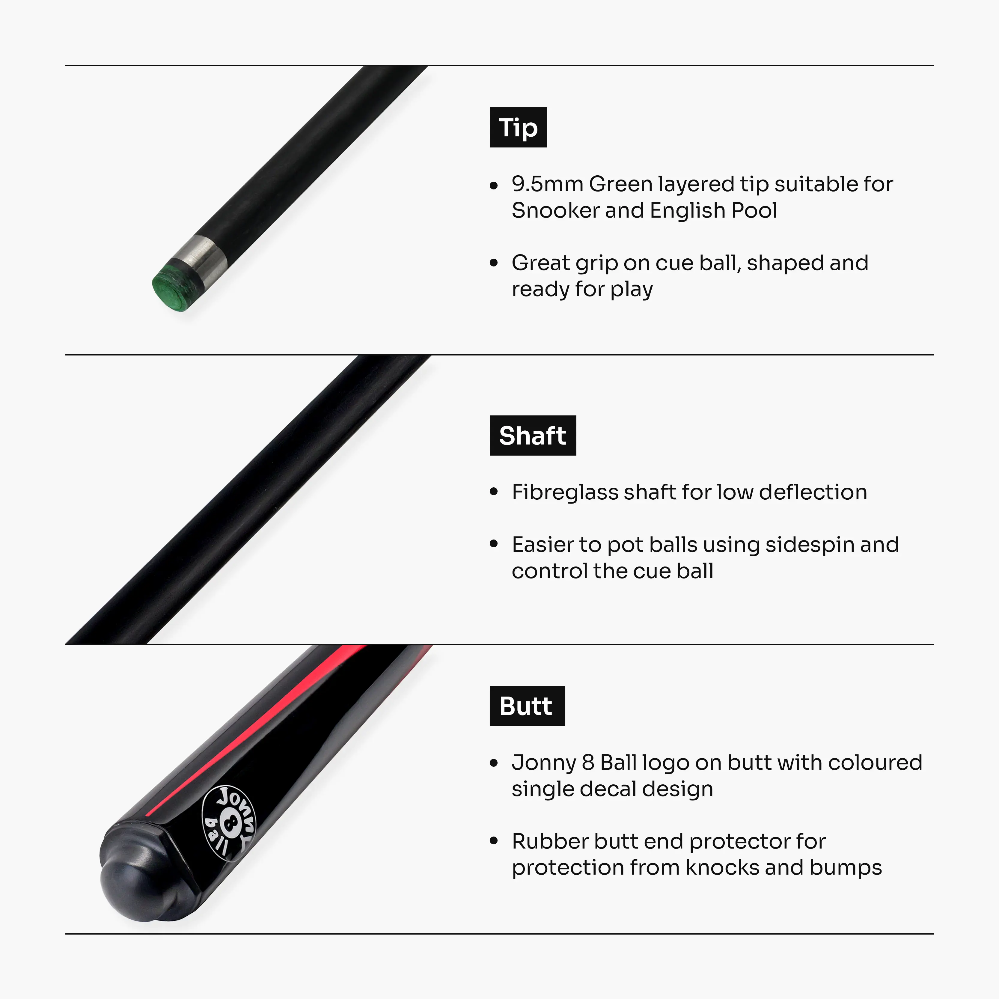 Jonny 8 Ball Inferno 2-piece graphite cue Cue + Case