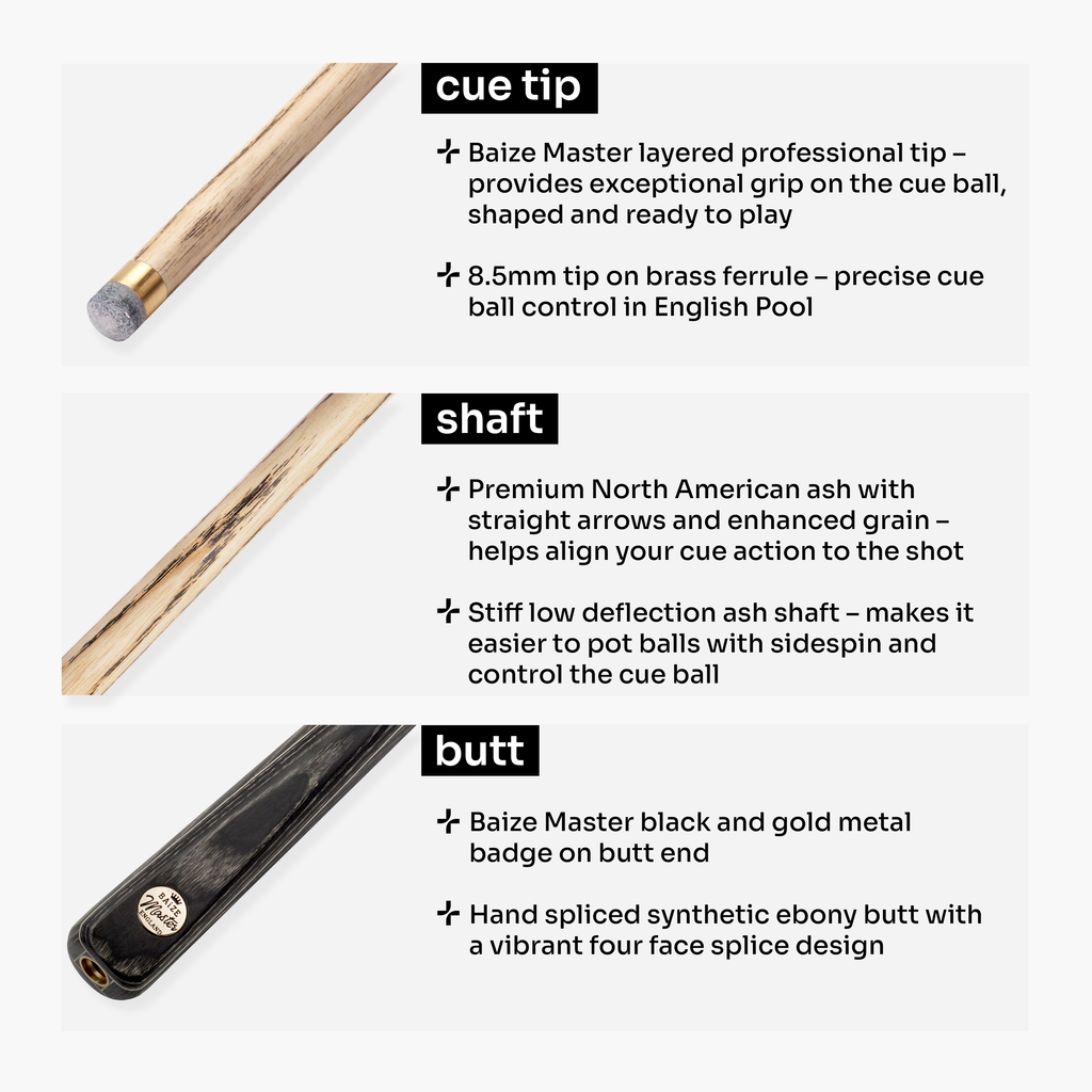 Baize Master Grey Marksman 3/4 pool cue Cue + Case