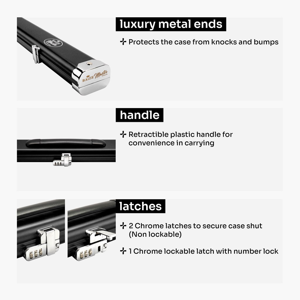 Baize Master Prestige Pro-Lock 1-piece metal cue case - 2 cues Cue + Case