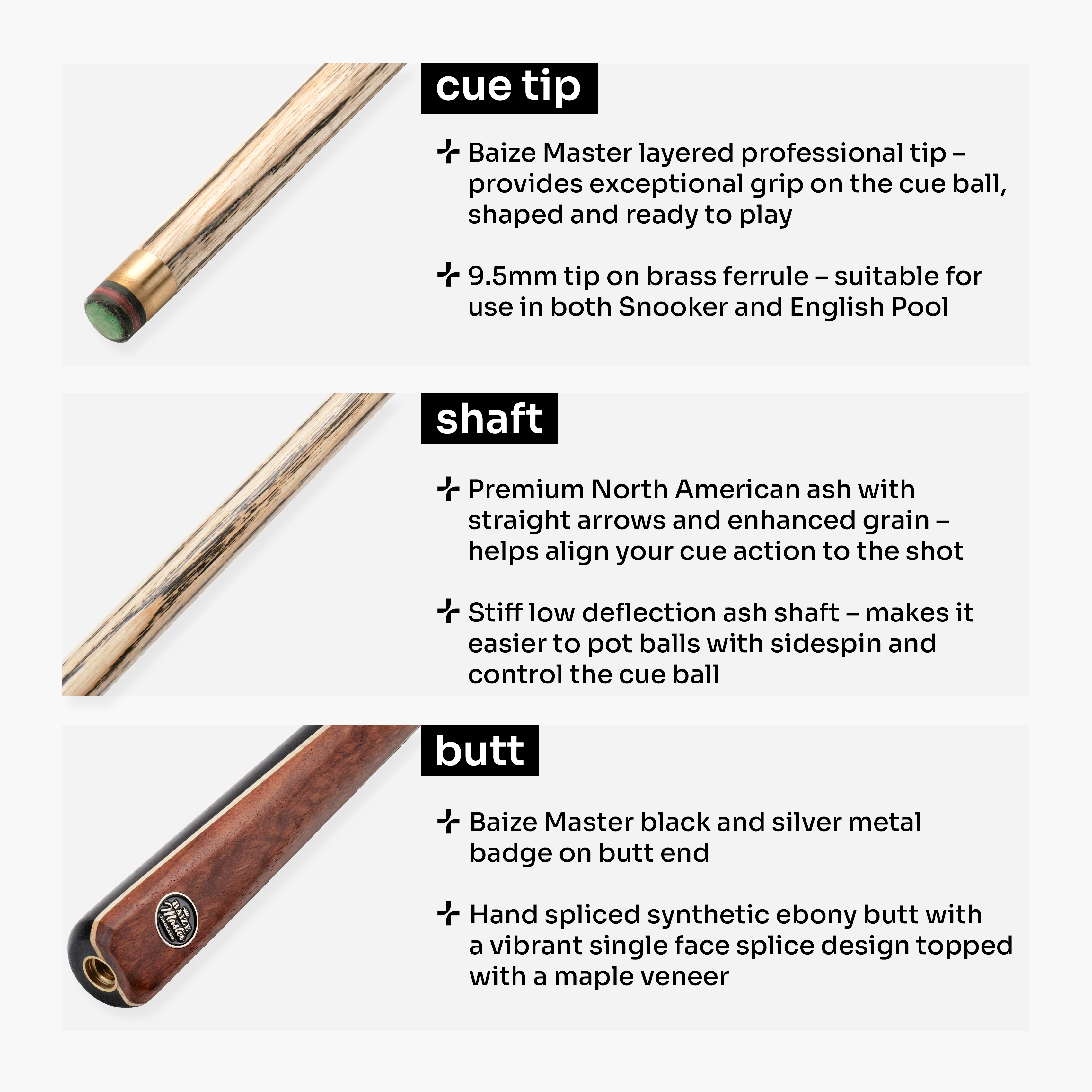 Baize Master Blackline Classic 2-piece snooker cue Cue + Case