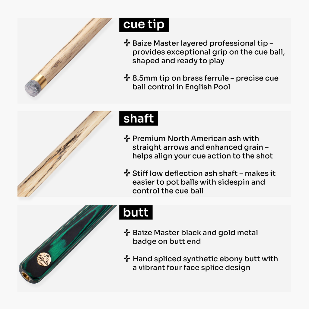 Baize Master Green Marksman 3/4 pool cue Cue + Case
