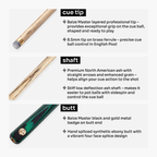 Baize Master Green Marksman 3/4 pool cue Cue + Case