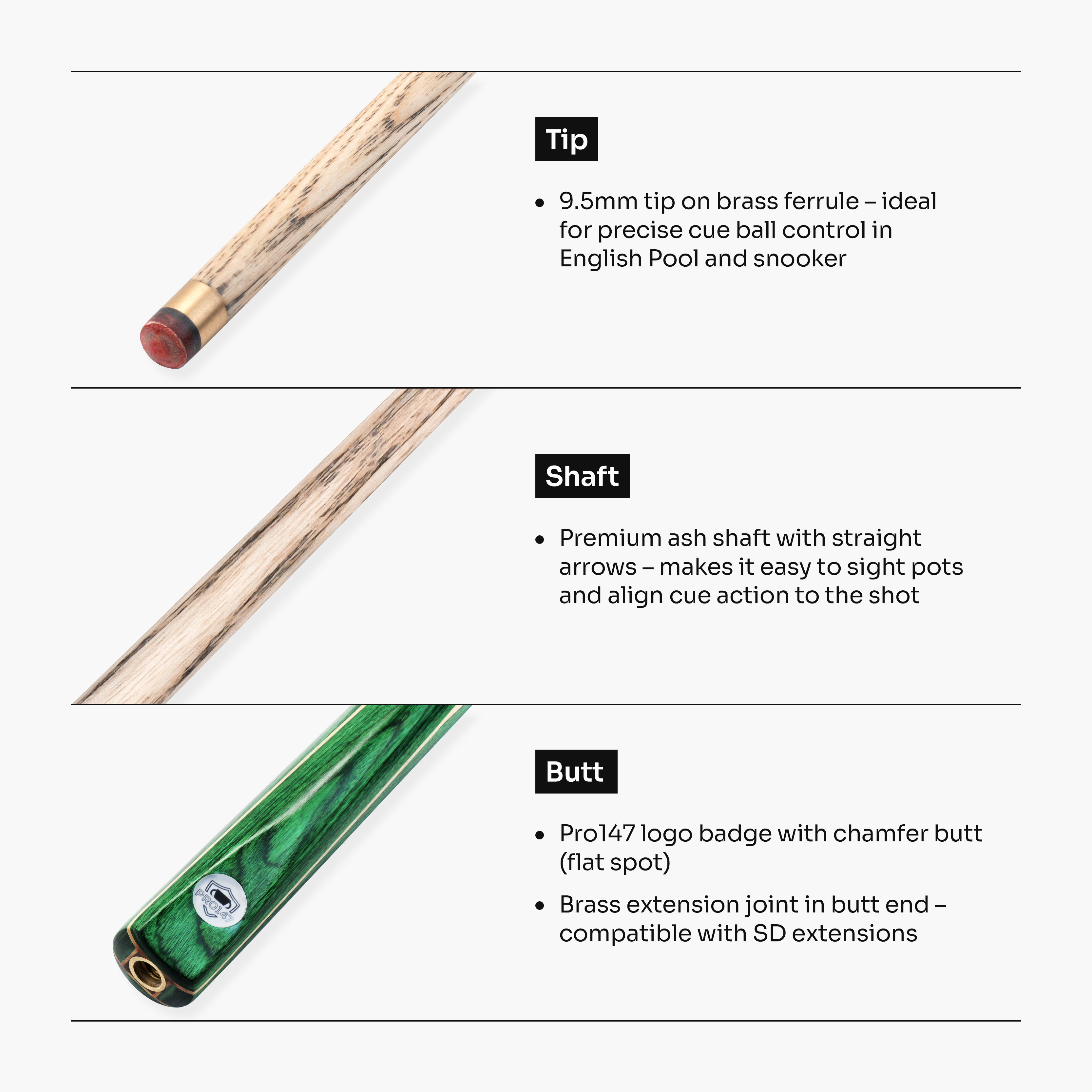 PRO147 Trident 57-inch one-piece cue Cue + Case