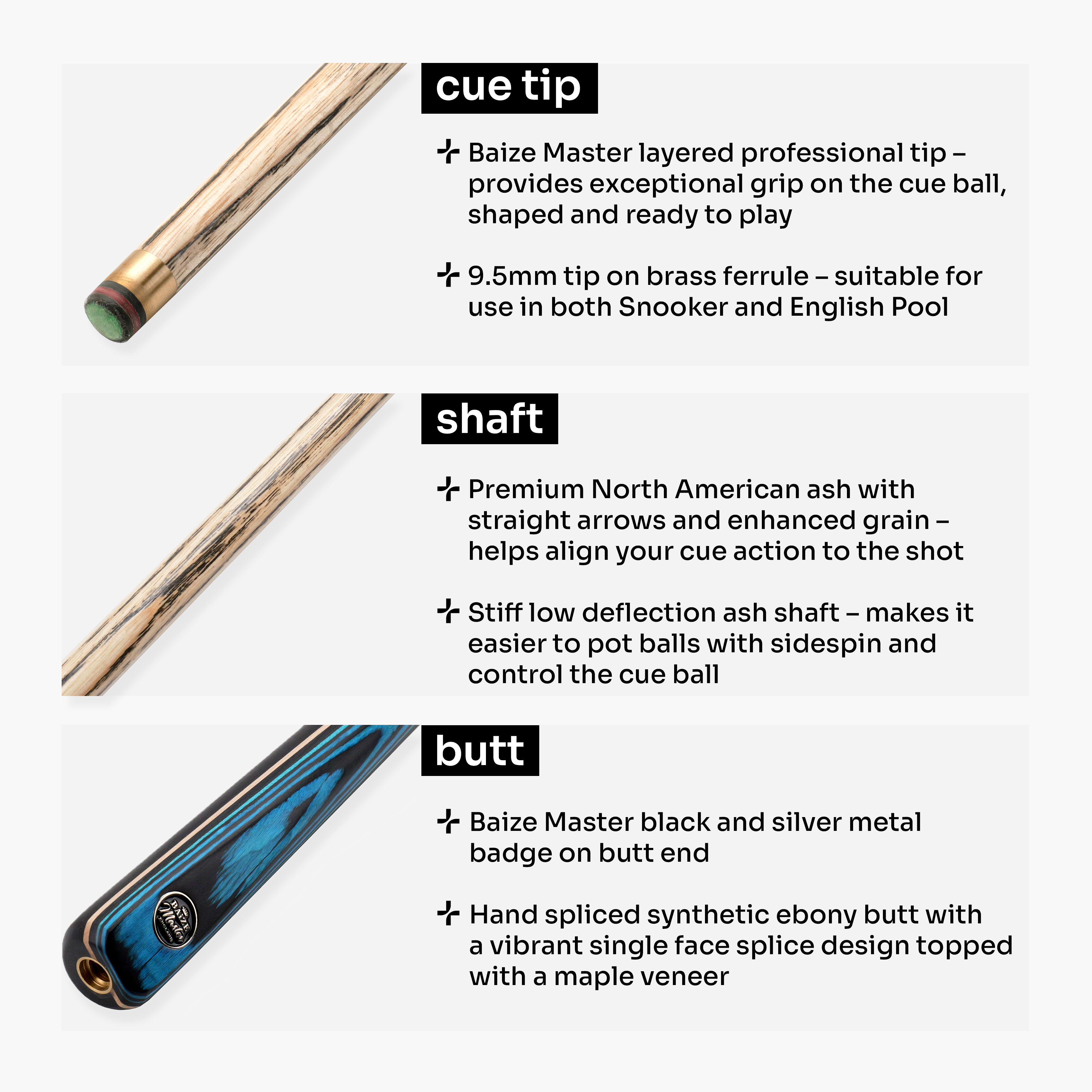 Baize Master Blackline Classic cue and case set Cue + Case