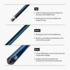 Jonny 8 Ball Inferno 2-piece graphite cue Cue + Case
