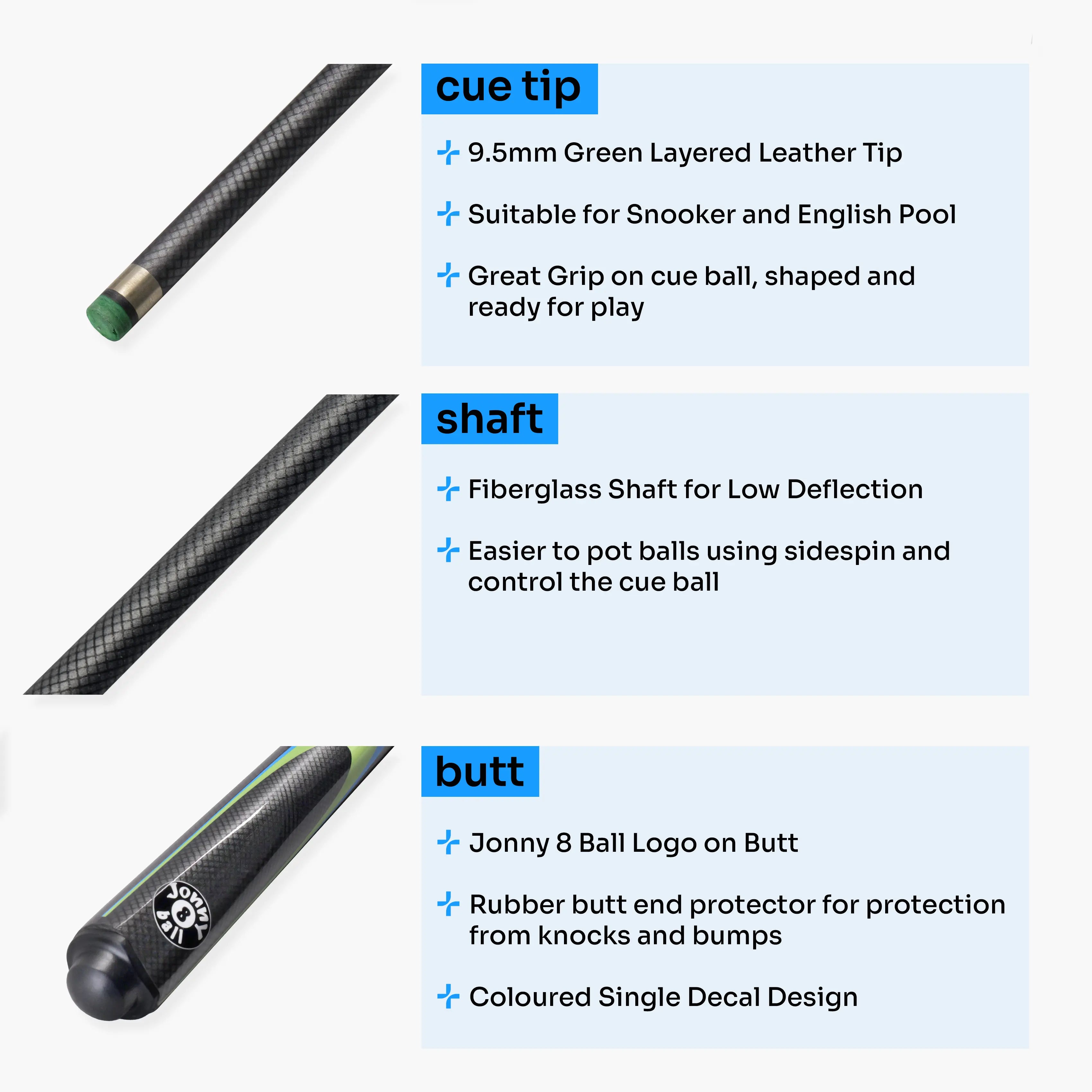 Jonny 8 Ball Inferno 2-piece graphite cue Cue + Case