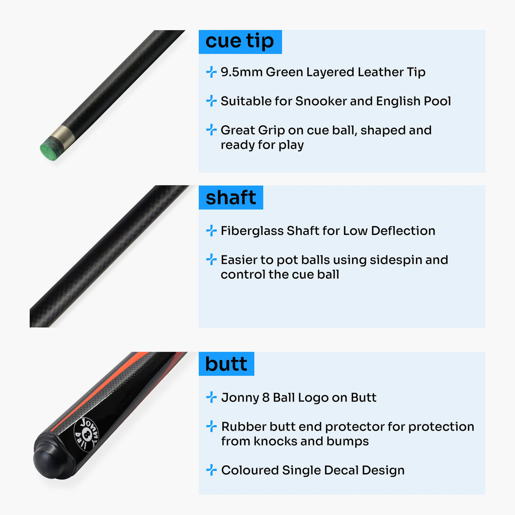 Jonny 8 Ball Inferno 2-piece graphite cue Cue + Case