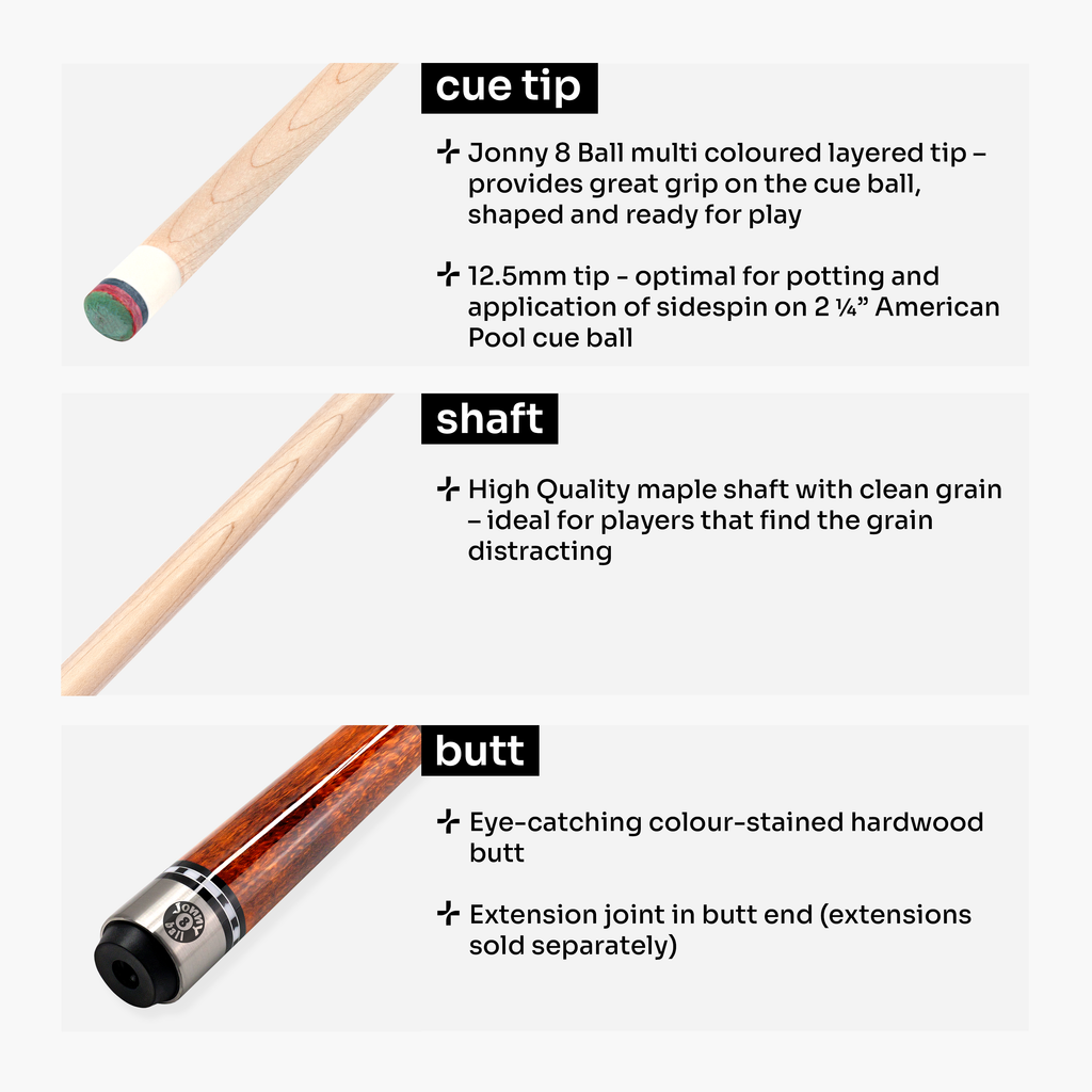 Jonny 8 Ball Ironweave American pool cue Cue + Case