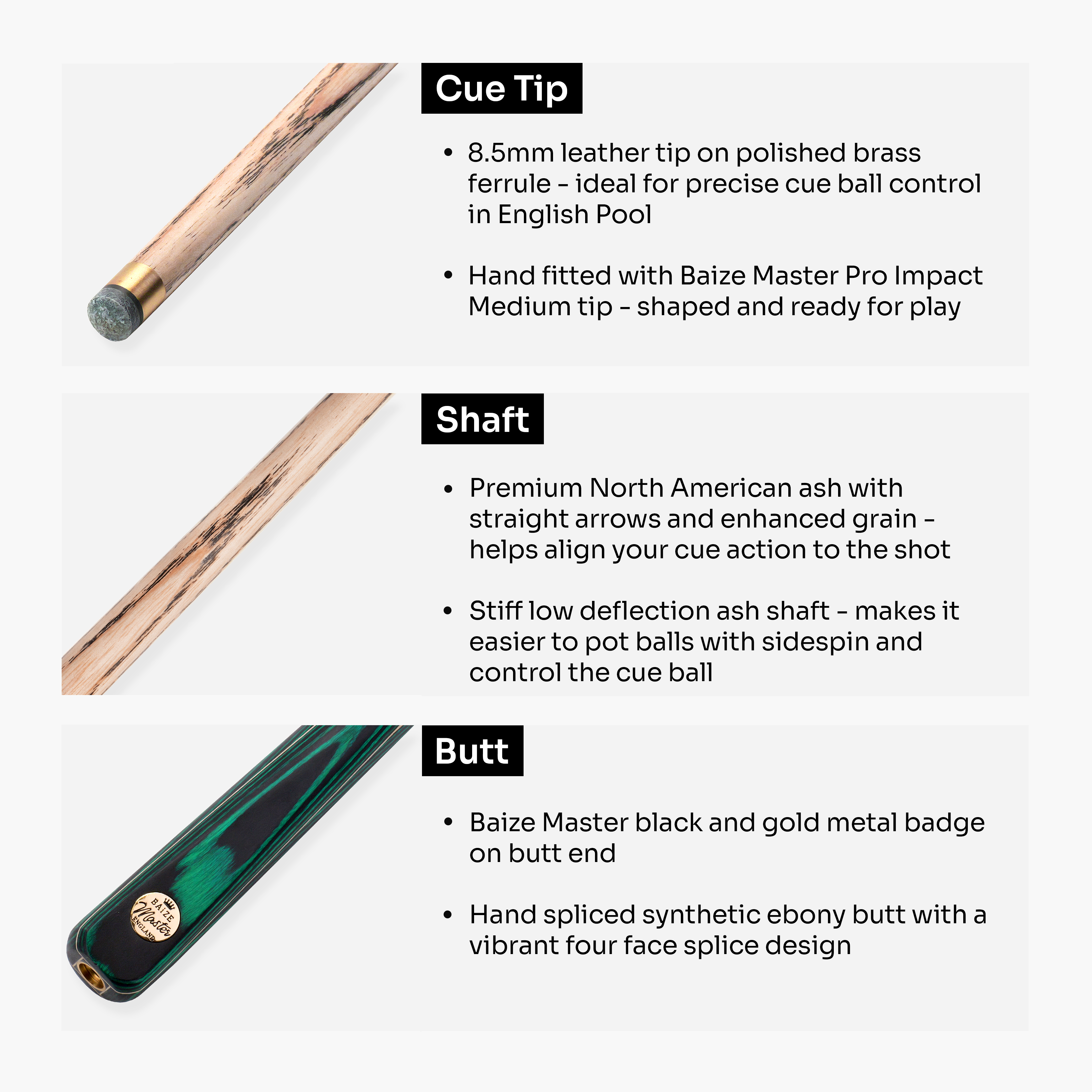 Baize Master Emerald Marksman 3/4 pool cue Cue + Case