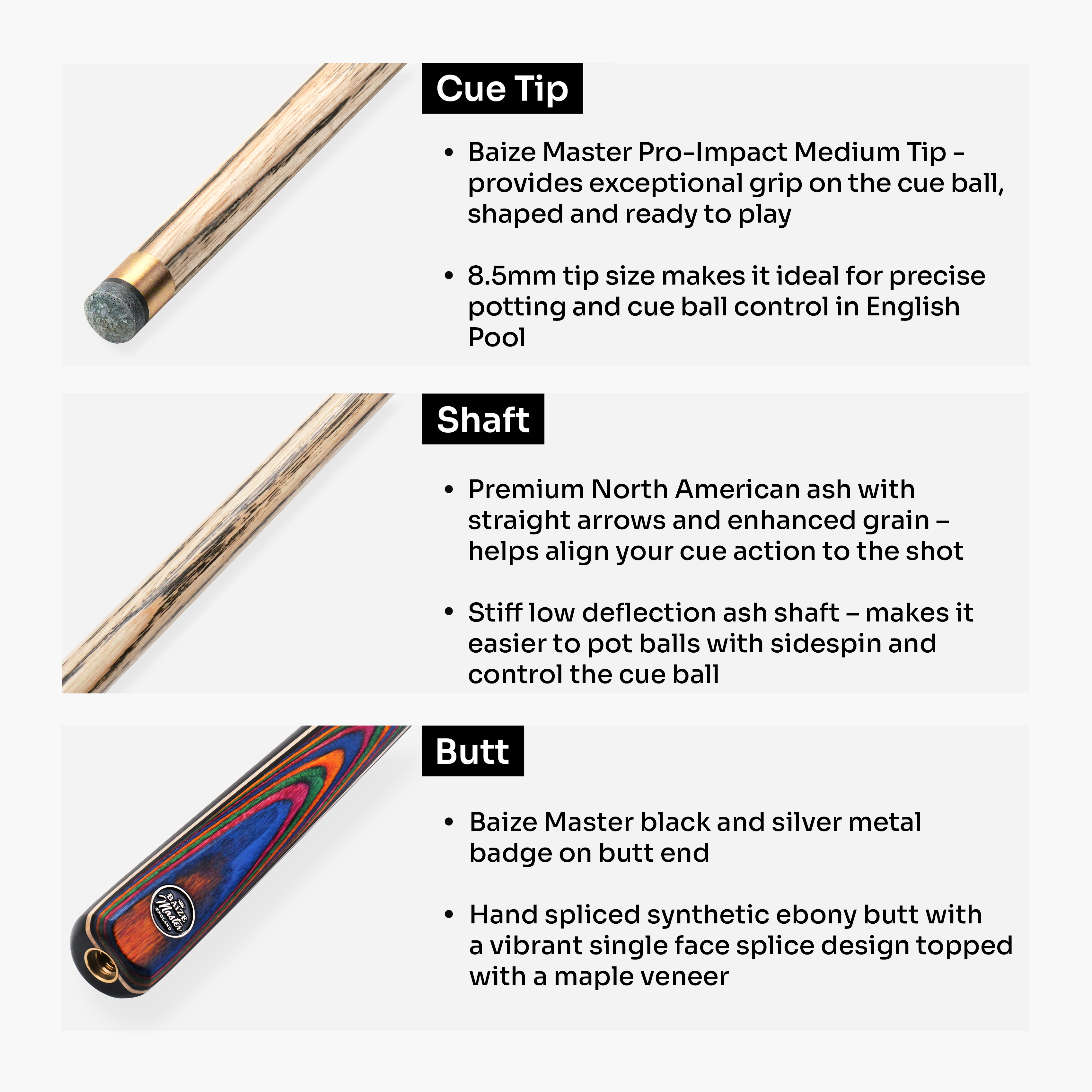 Baize Master Blackline Classic 2-piece pool cue Cue + Case