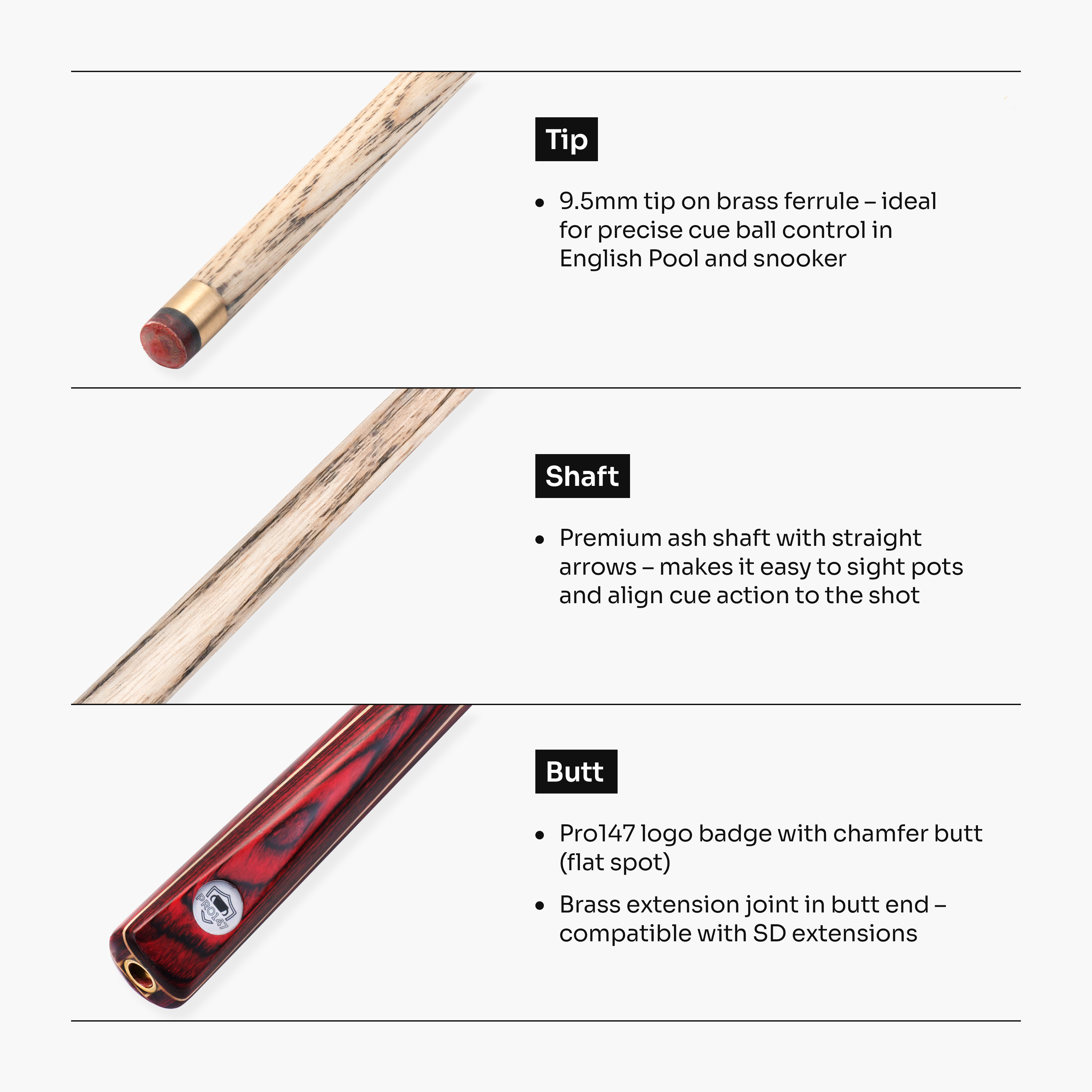PRO147 Trident 57-inch one-piece cue Cue + Case
