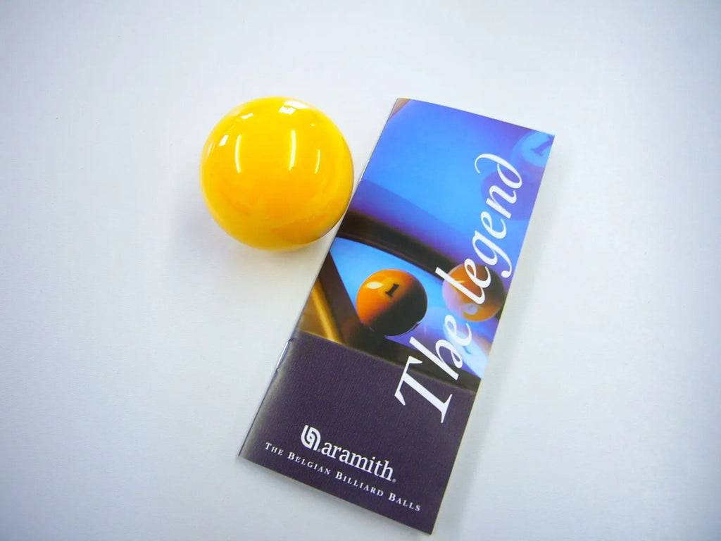 Aramith yellow 2-inch pool balls - 7 pack Cue + Case