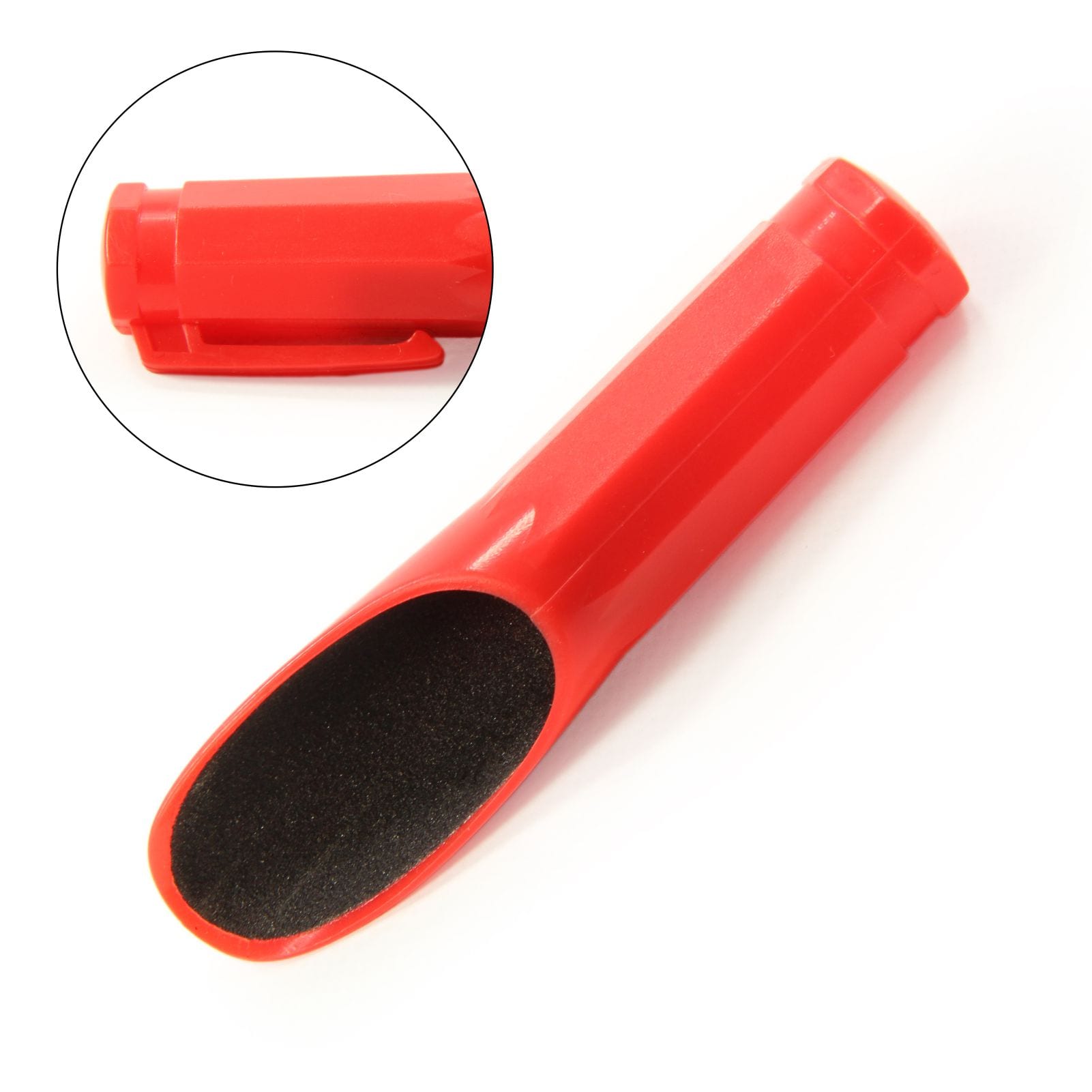 Red plastic pen-style cue tip sander Cue + Case