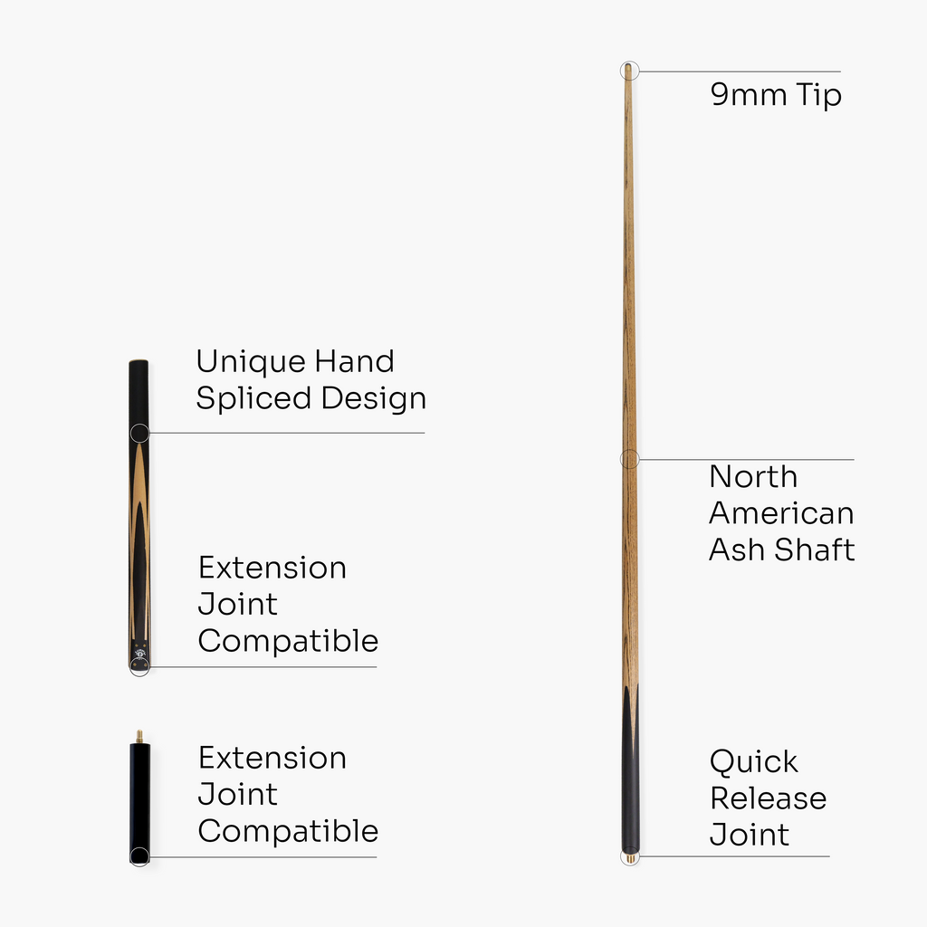 Jonny 8 Ball traditional 57-inch 3/4 cue with mini butt Cue + Case