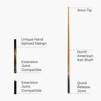 Jonny 8 Ball traditional 57-inch 3/4 cue with mini butt Cue + Case