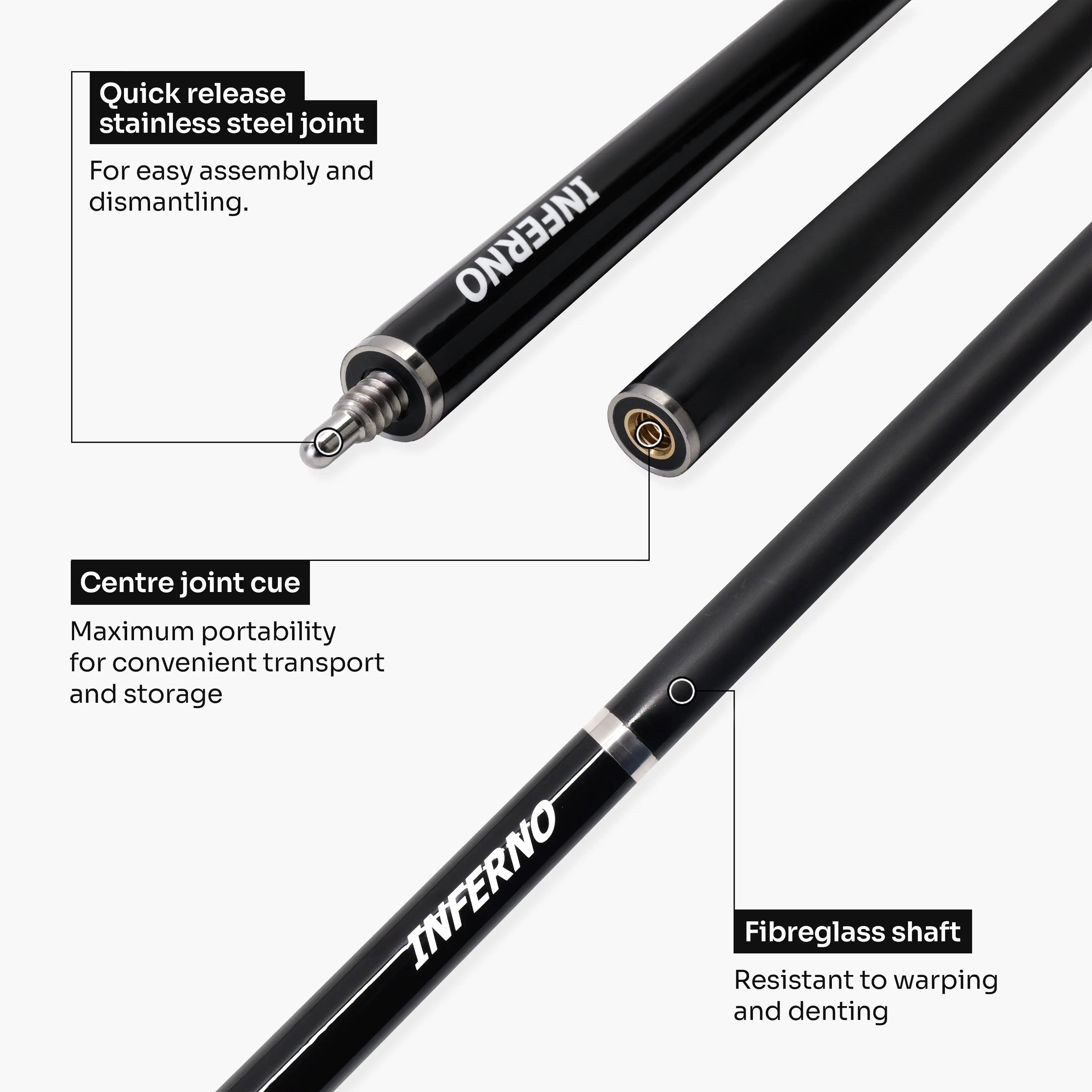 Jonny 8 Ball Inferno 2-piece graphite cue Cue + Case