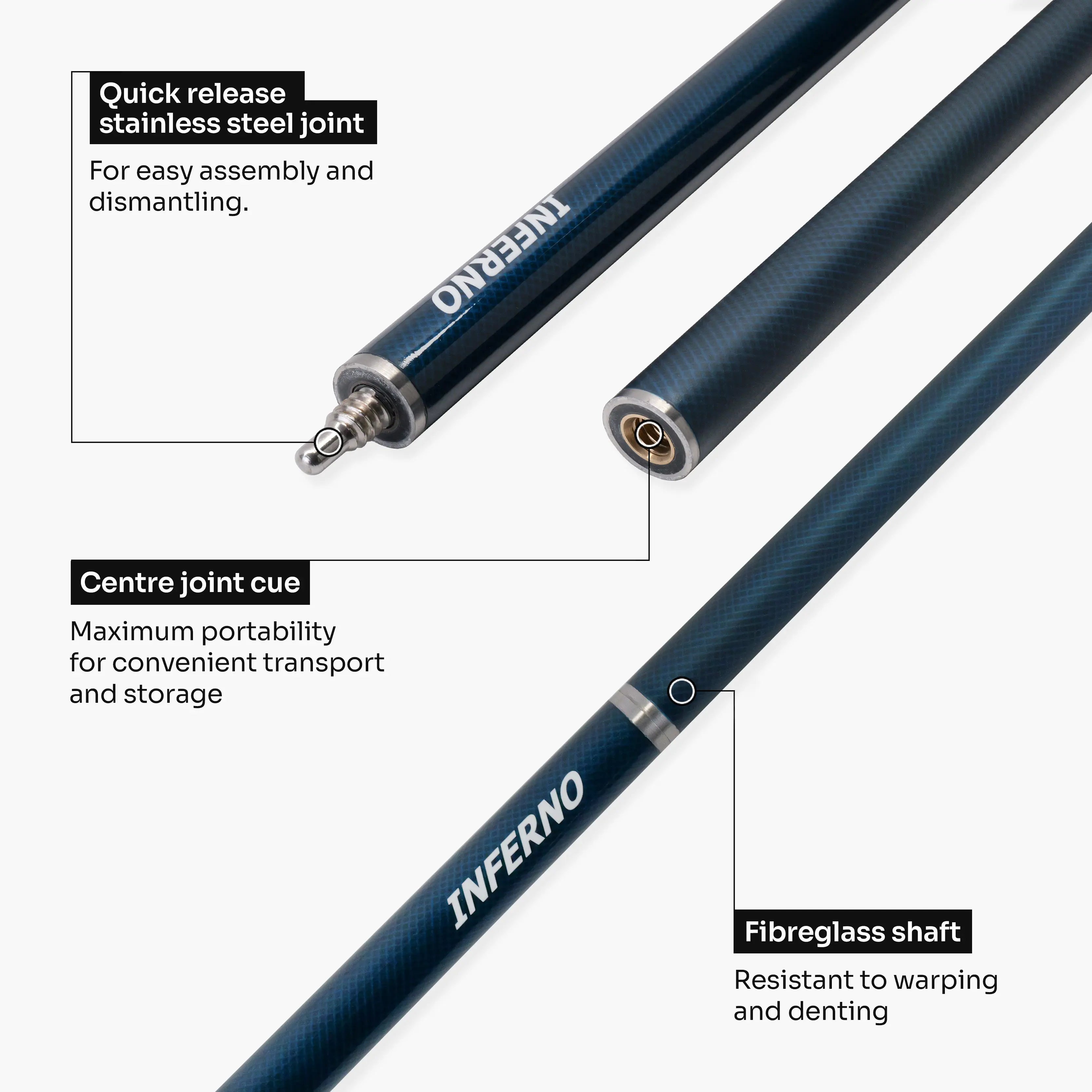 Jonny 8 Ball Inferno 2-piece graphite cue Cue + Case