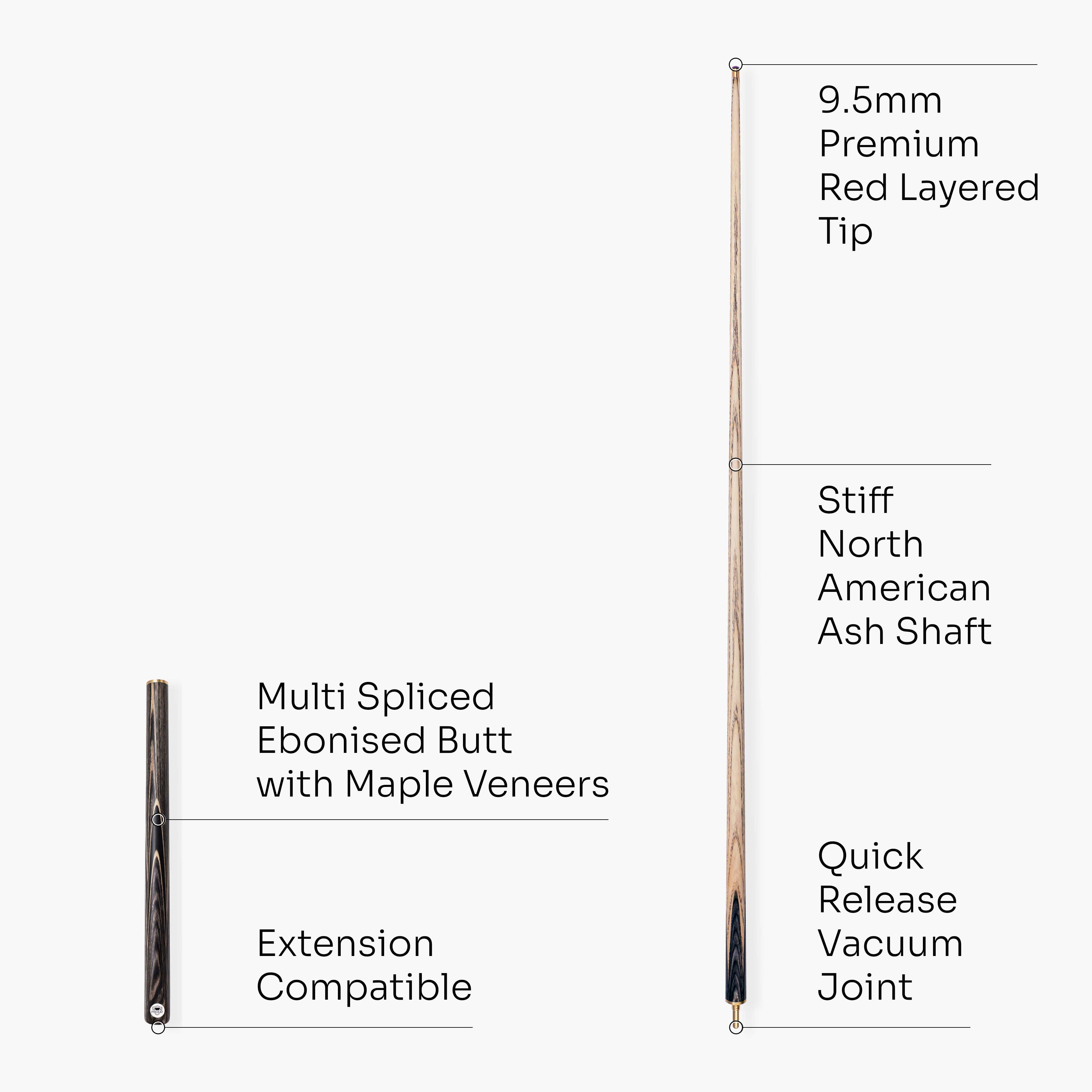 PRO147 Pearl Series Grey 57-inch 3/4 cue